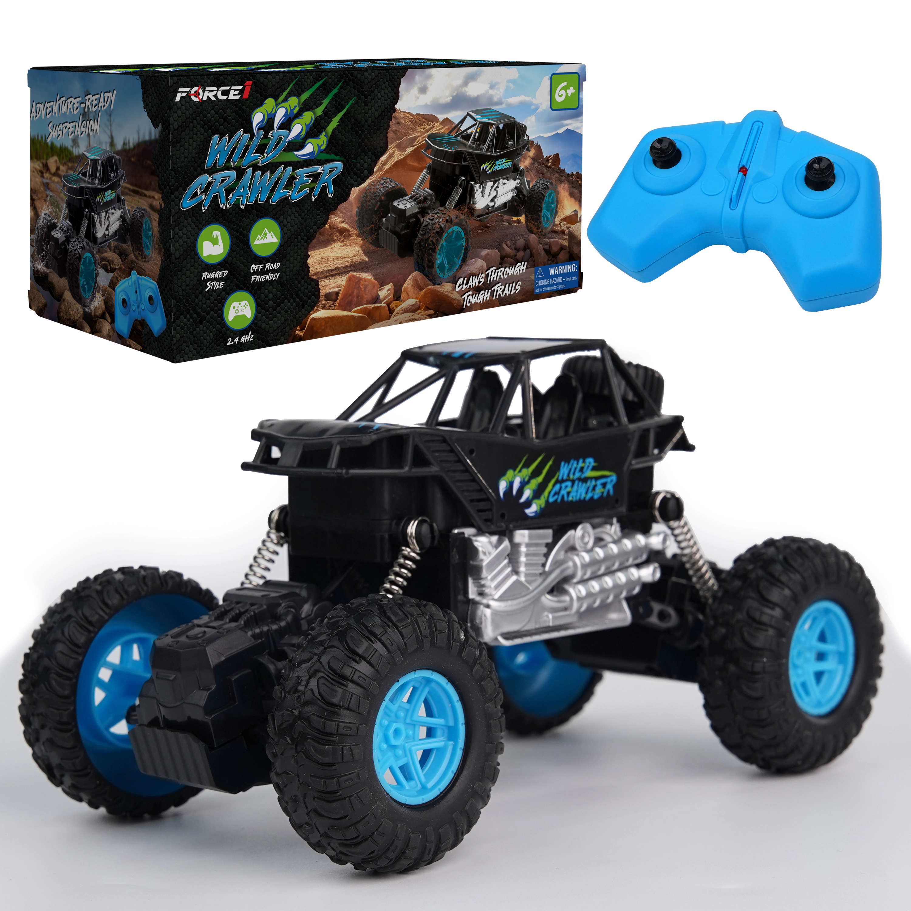 USA Toyz Wild Crawler RC Monster Truck Off-Road 4x4 Indoor and Outdoor Summer Rock Crawler High Suspension for Kids