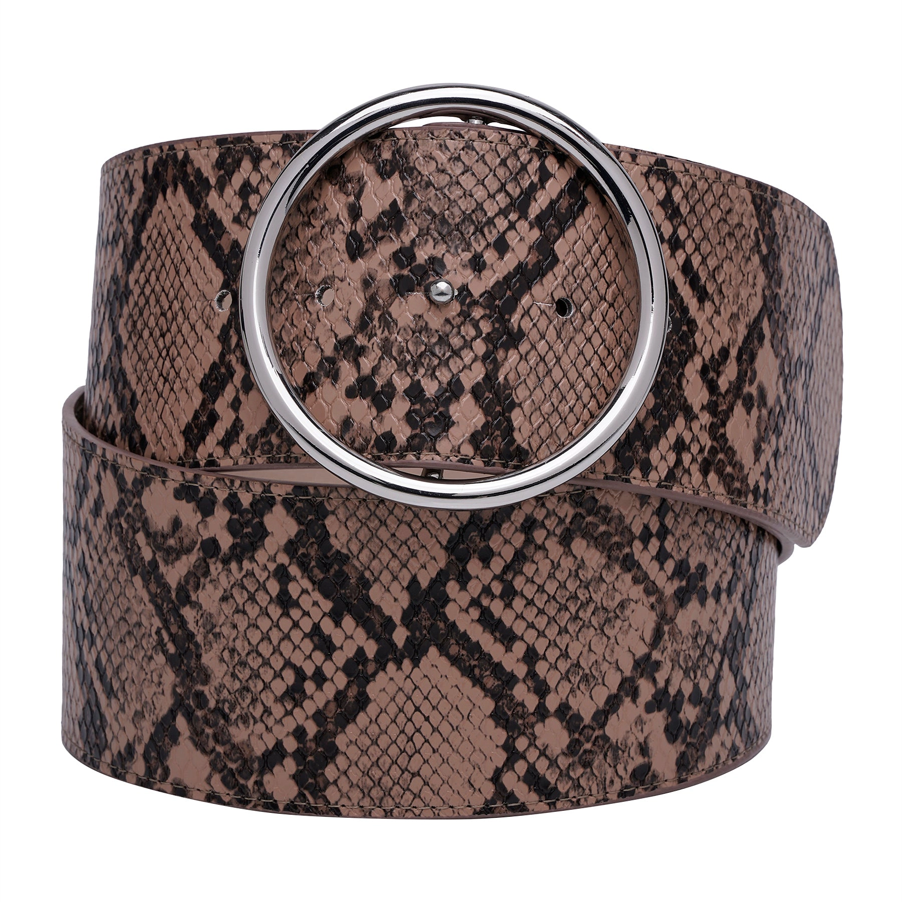 AGP PARIS Brown Snake Print Dual Buckle Women's Belt