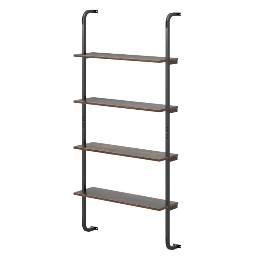 Hivvago 4-Tier Industrial Pipe Shelving with Metal Frame for Living Room Kitchen