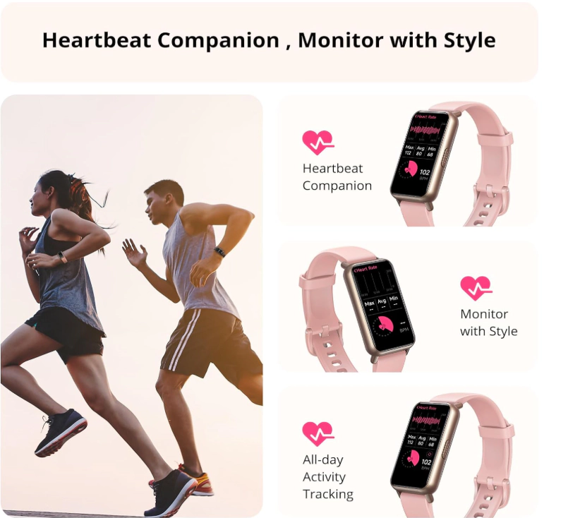 AKAGear Fitness and Activity Tracker with Sleep and Blood Oxygen Monitoring, Pink