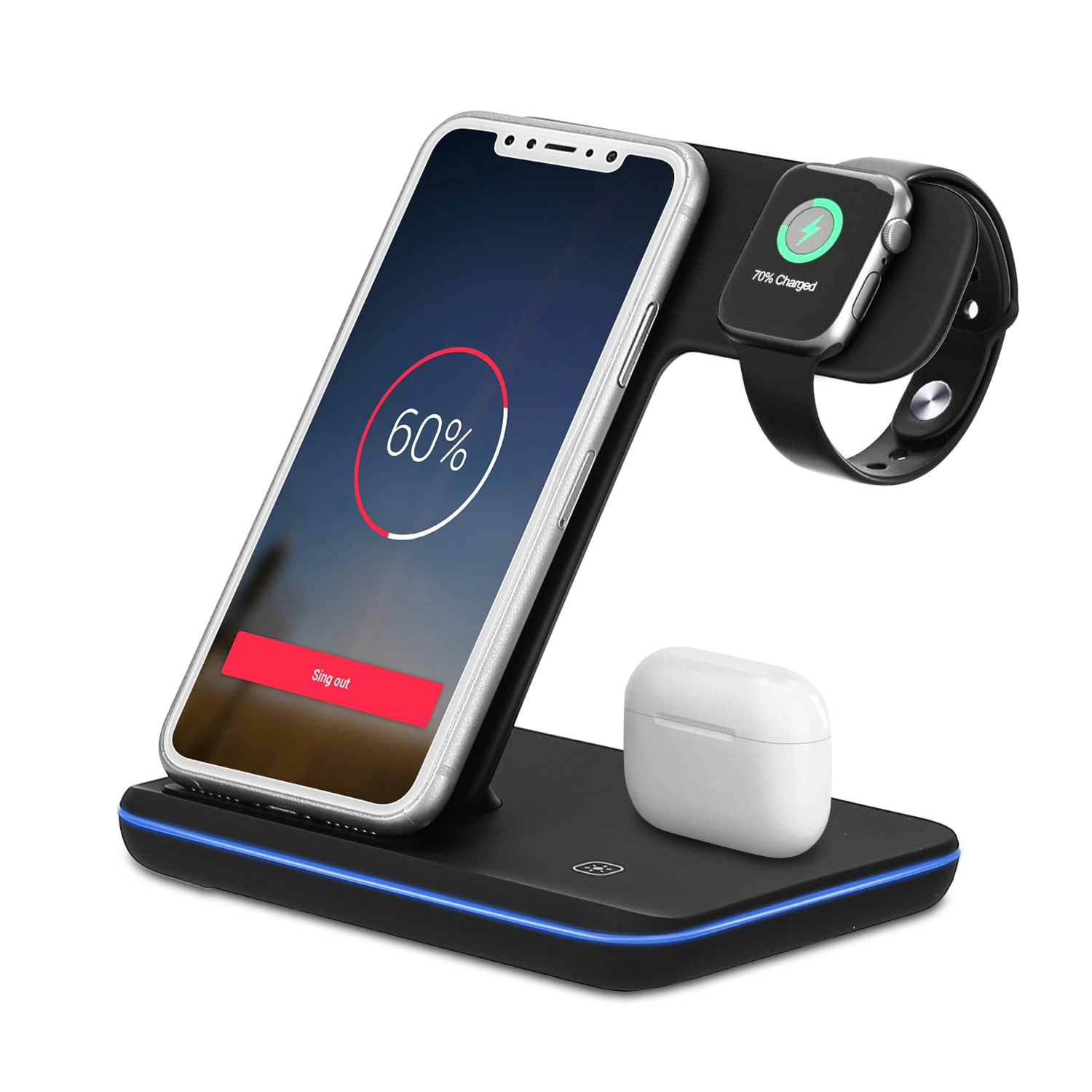 GBruno 3-in-1 Fast Wireless Charging Station