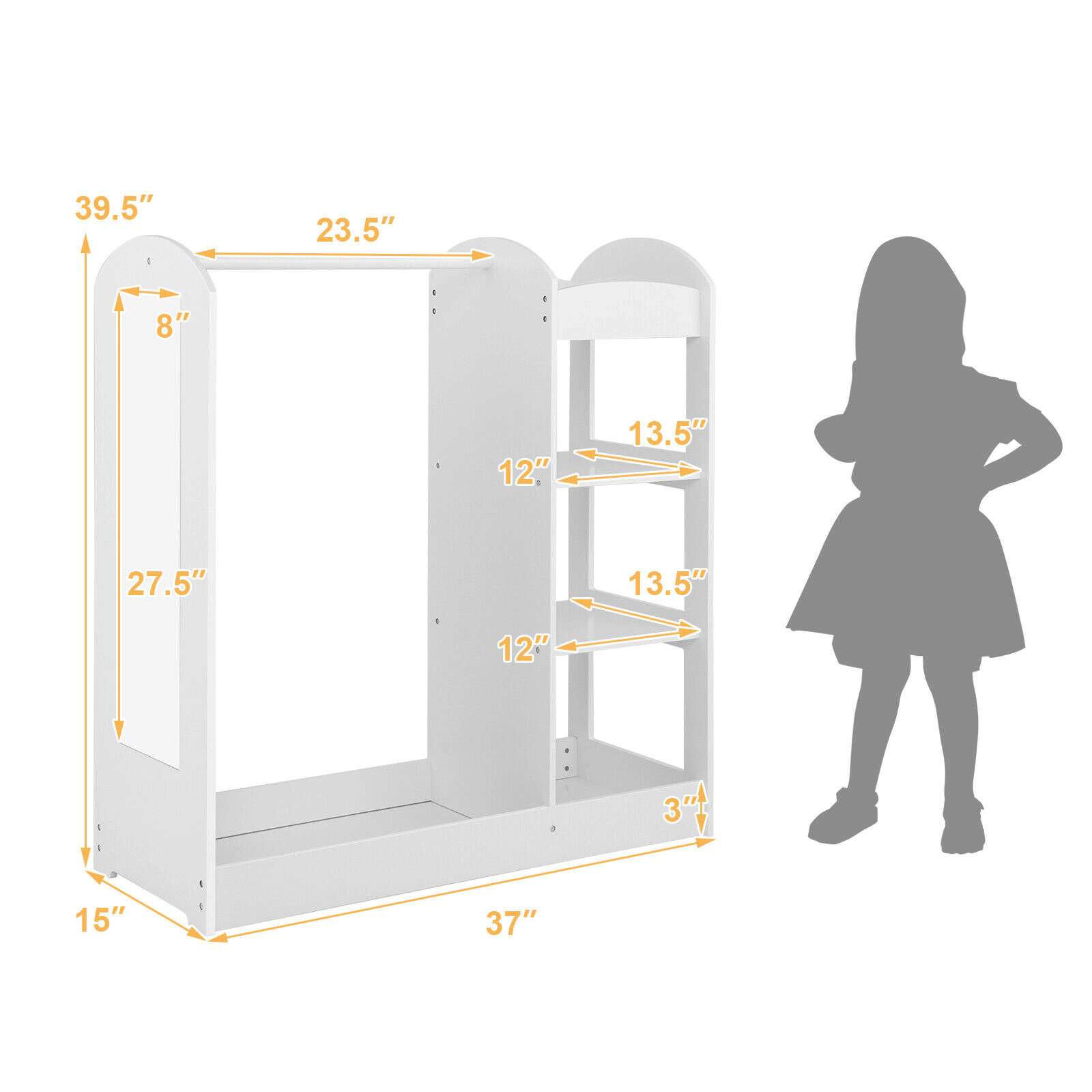 Hivvago Kids Wardrobe Closet with Mirror and Storage