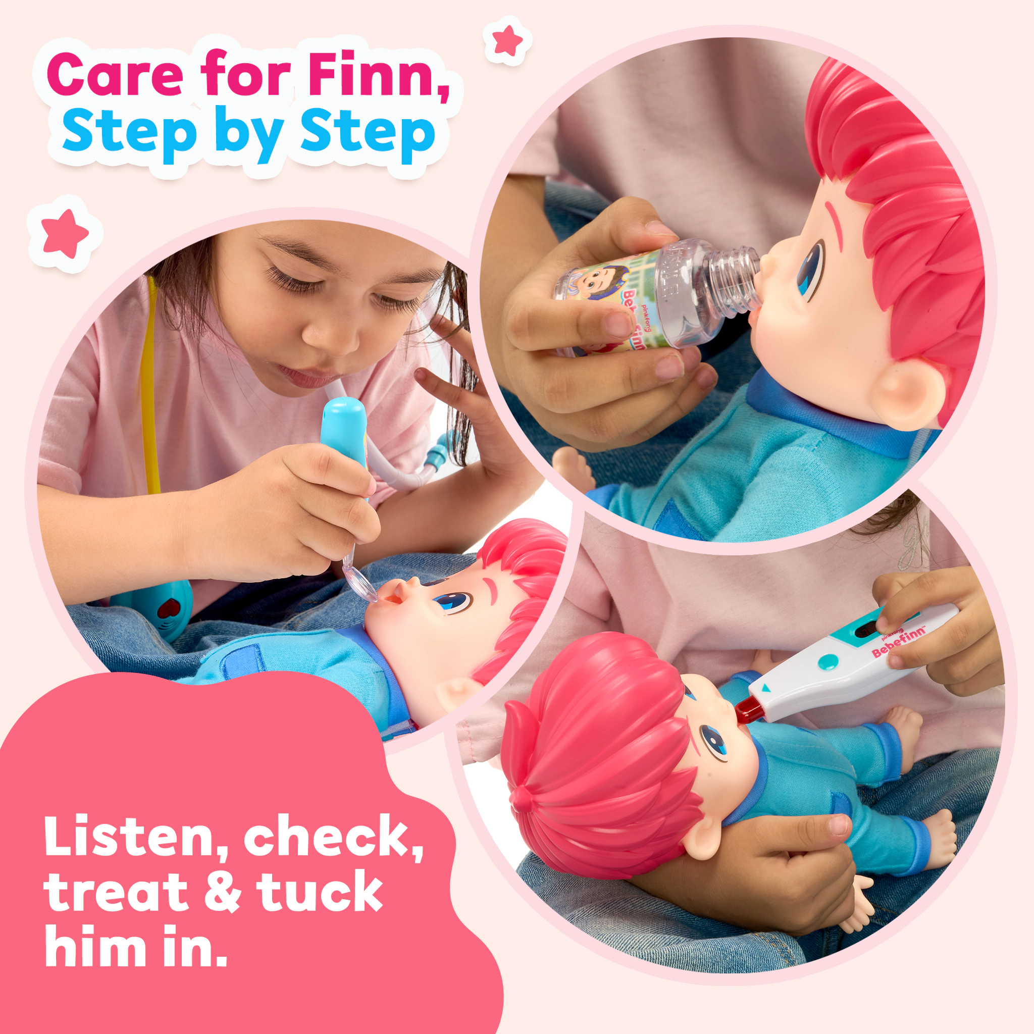 Bebefinn Kids Nursing Doll Set - Pretend Feeding Baby Doll Playset with Accessories