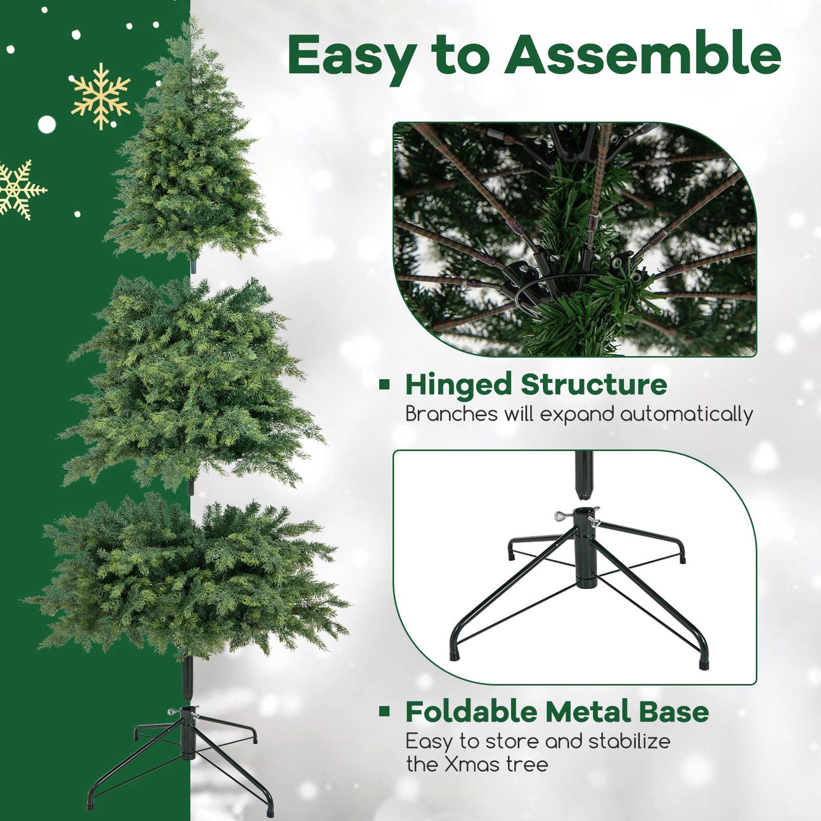 SlickBlue Green Artificial Christmas Tree with PE and PVC Branches