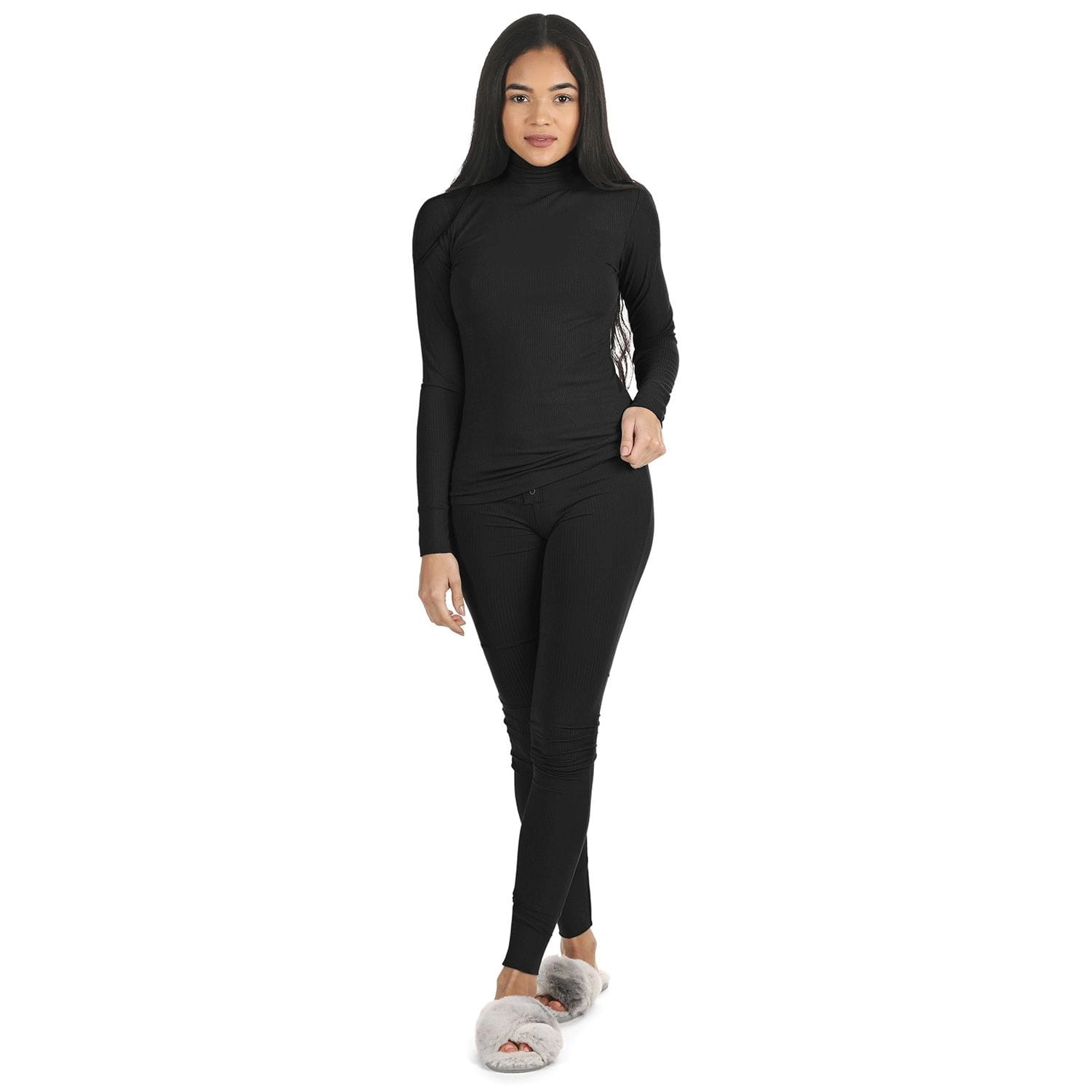 MeMoi Women's Luxe Ribbed Long Sleeve Top and Pants Set