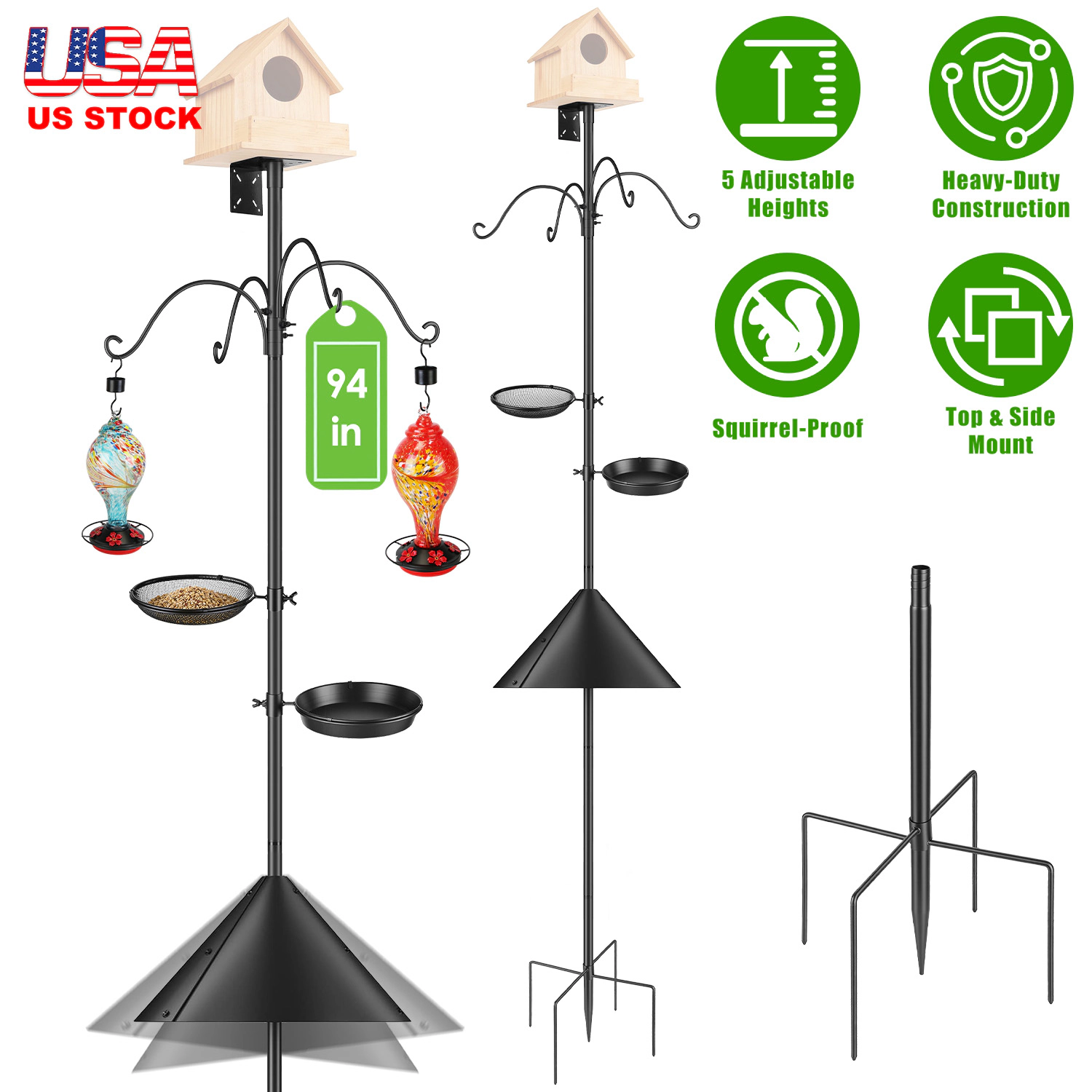 GBruno Heavy-Duty Bird Feeder Pole Station