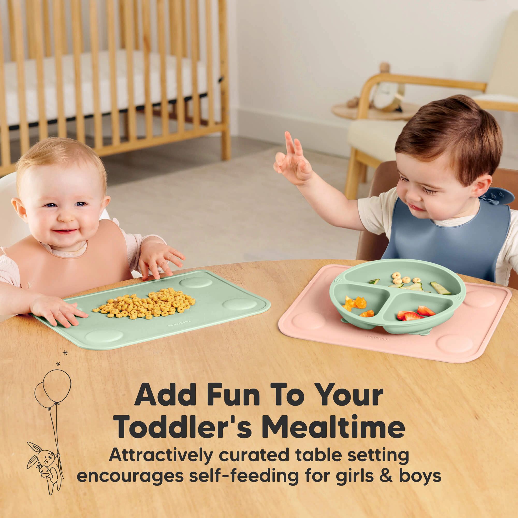 KeaBabies 2-Pack Prep Silicone Placemats, Regular