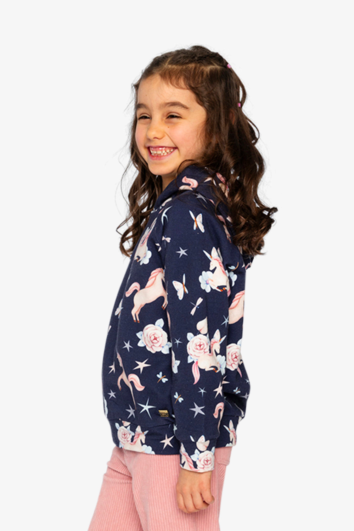 Deux par Girls Unicorn Print Raglan Sleeve Fleece Hoodie