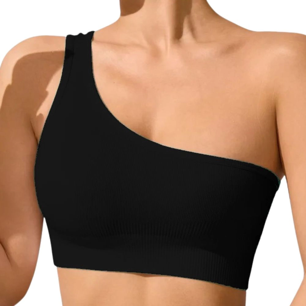 Sol Living Womens Cropped Tank Top One-Shoulder Seamless