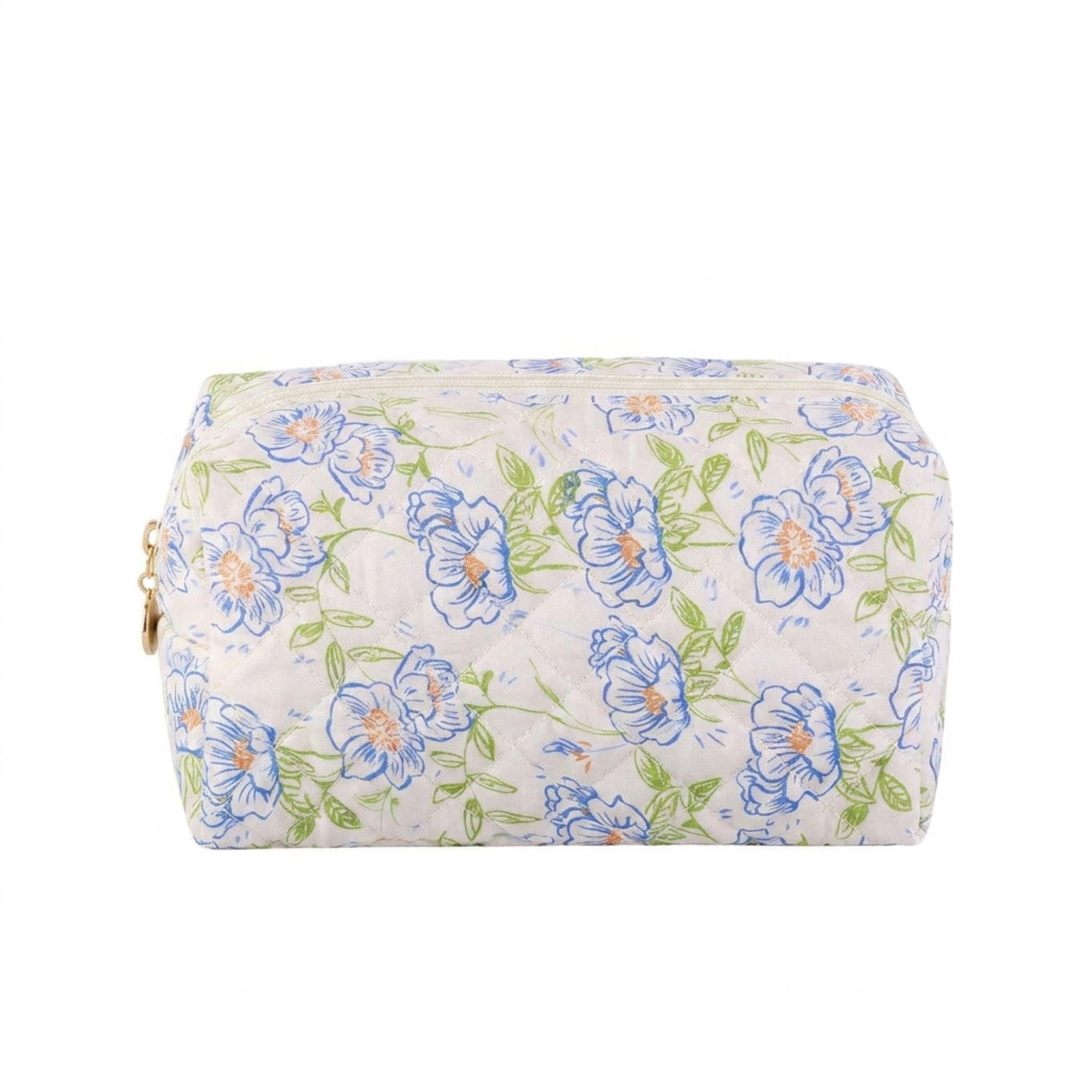 Alilang Women Floral Quilted Makeup Bag Travel Cosmetic Toiletry Pouch with Zipper Closure