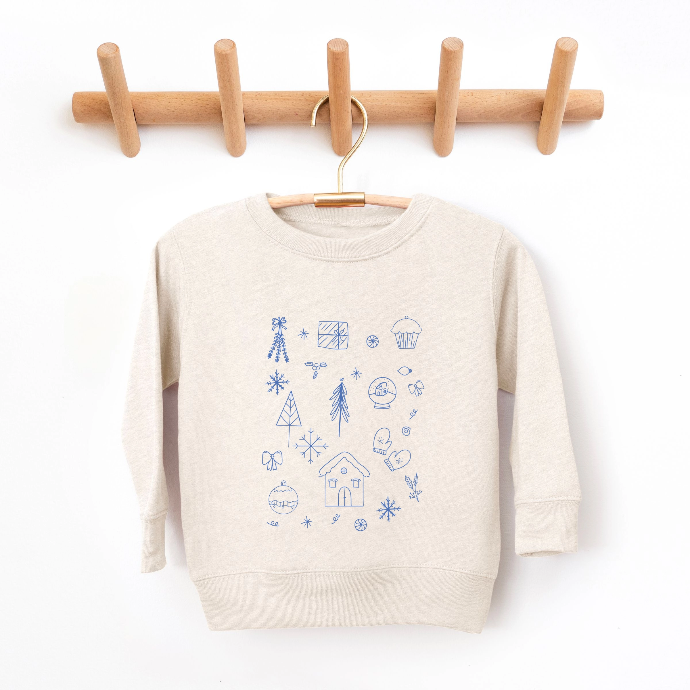 The Juniper Shop - Youth Graphic Sweatshirt Christmas Blue Sketches