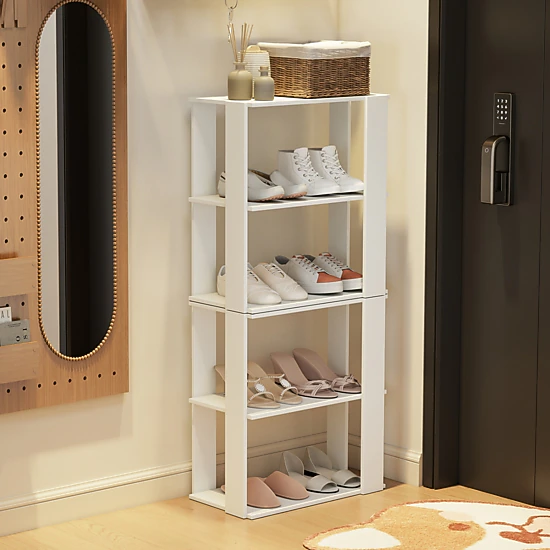 SUGIFT Set of 2 35-lb Per Tier 20.5-in 3-Tier Stackable Wooden Shoe Rack with Anti-Tipping Device