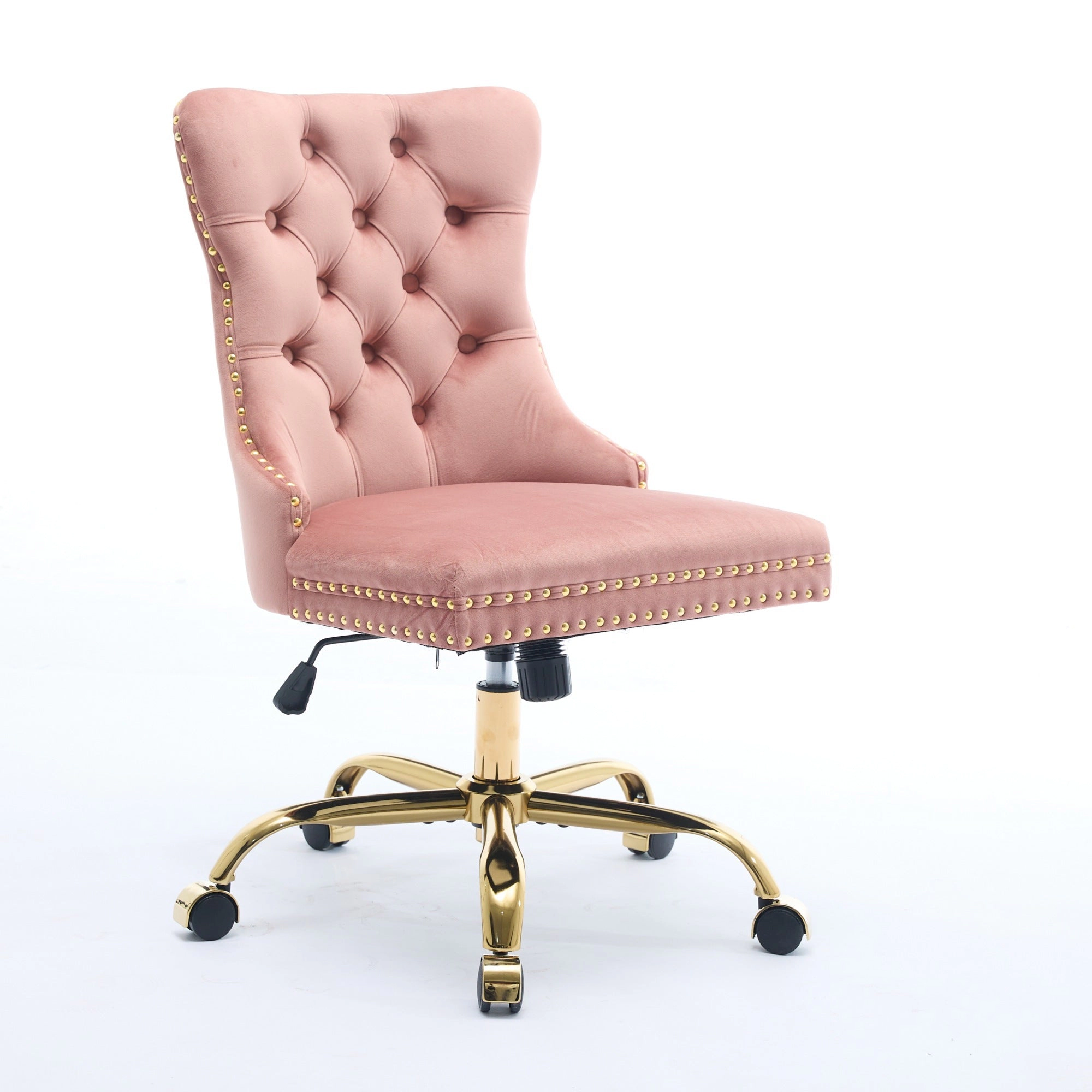 Platinum-Level Office Chairs Pink Velvet Tufted Office Chair, Modern Swivel Desk Chair