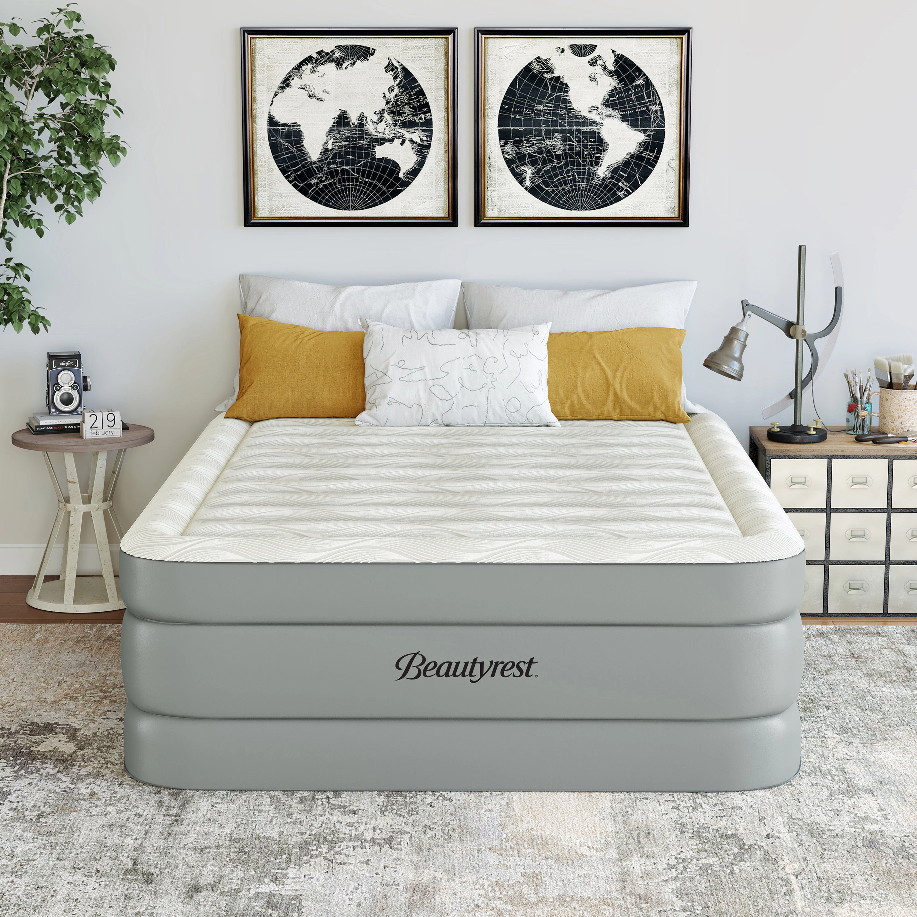 Beautyrest 20 in. Luxaire Queen Raised Air Mattress Cooling Top, Auto Shutoff Pump, Durable Air-Tight Construction