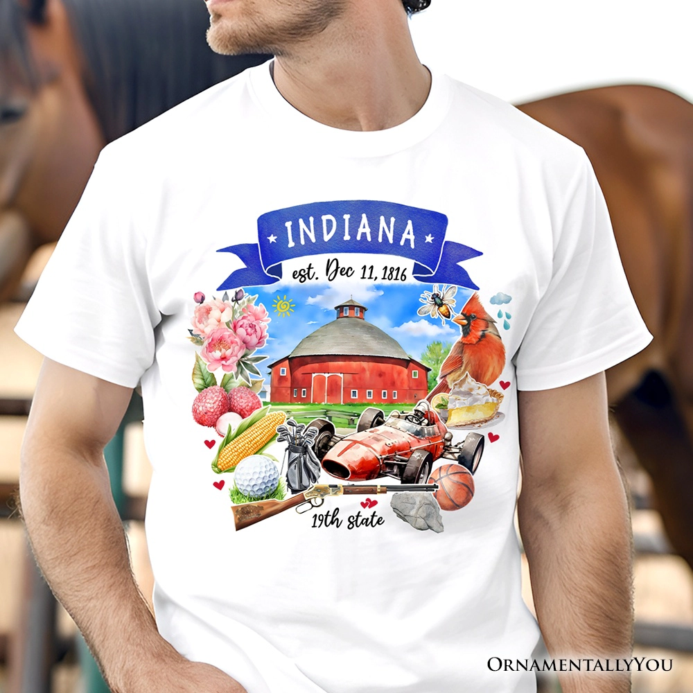 OrnamentallyYou Unisex Artistic Indiana State Themes And Landmarks T-Shirt