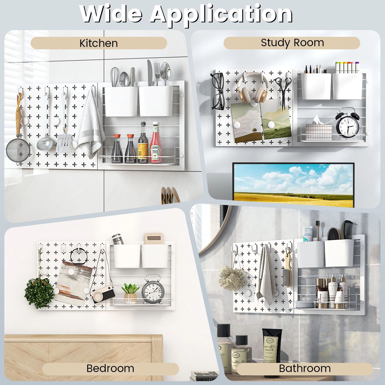 Slickblue Wall Pegboard Organizer with Storage Rack and Hooks
