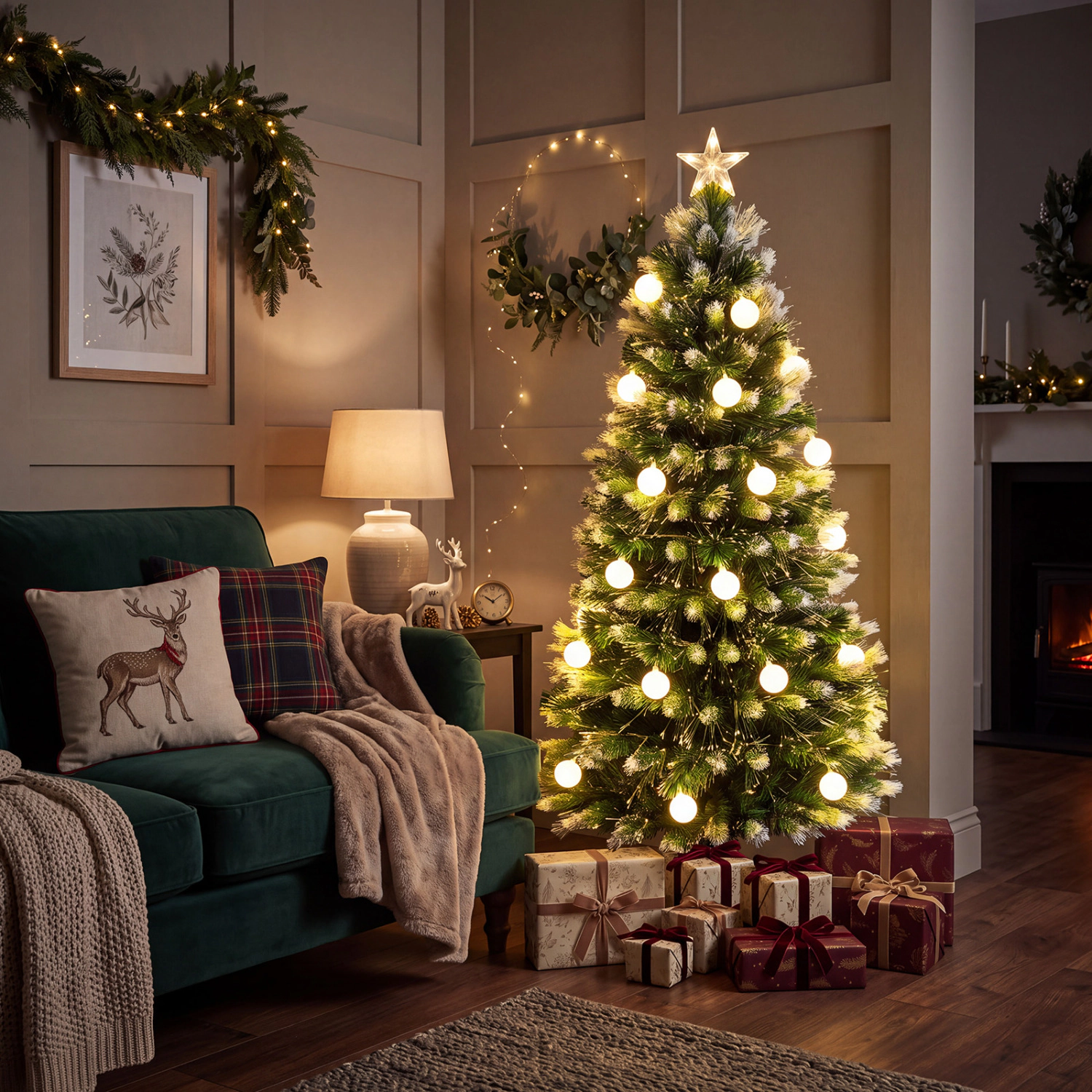 LJG 5 FT Pre-Lit Artificial Christmas Tree with Dazzling Optical Fibers