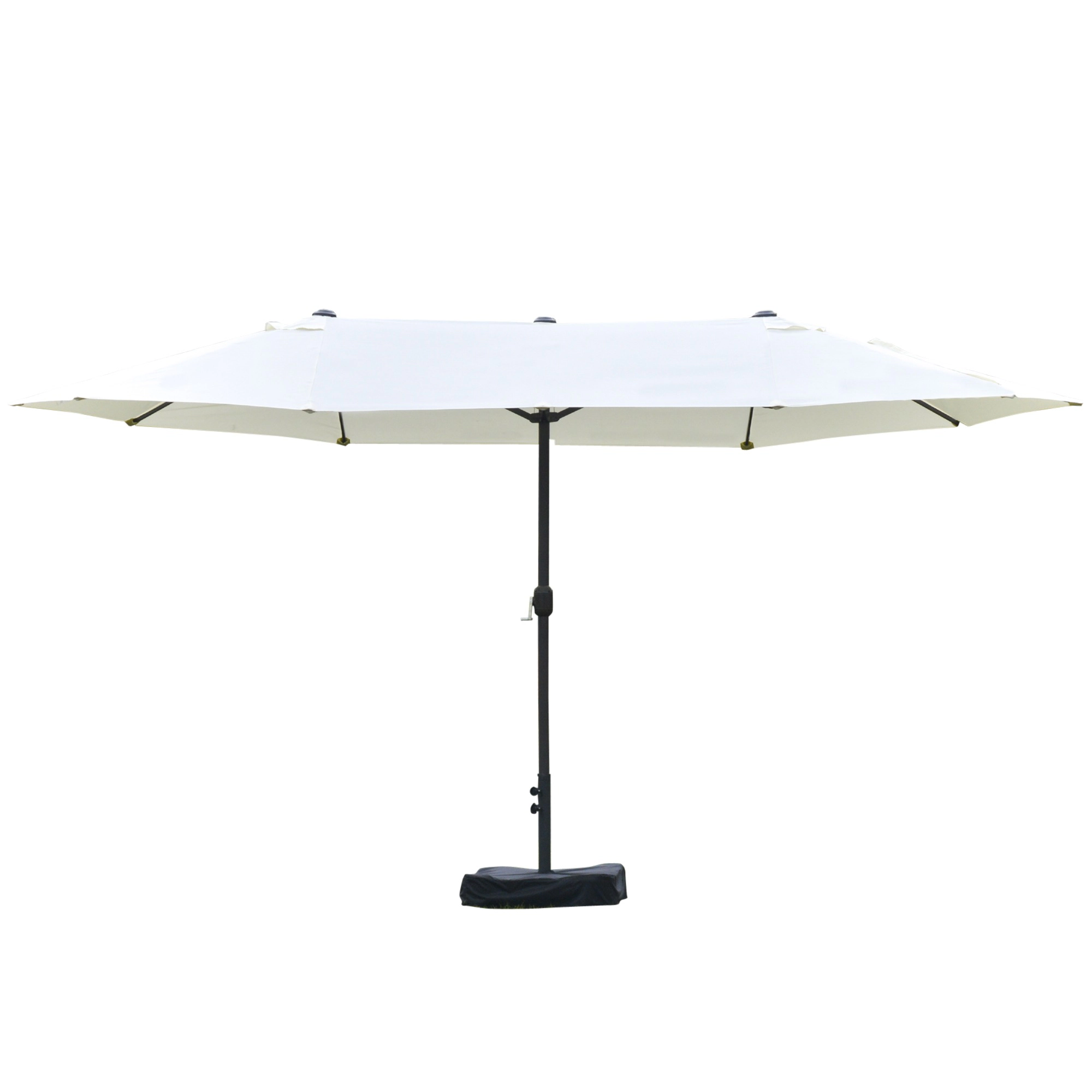 HONGGE Patio Umbrella 15' Steel Rectangular Outdoor Double Sided Market with base UV Sun Protection & Easy Crank for