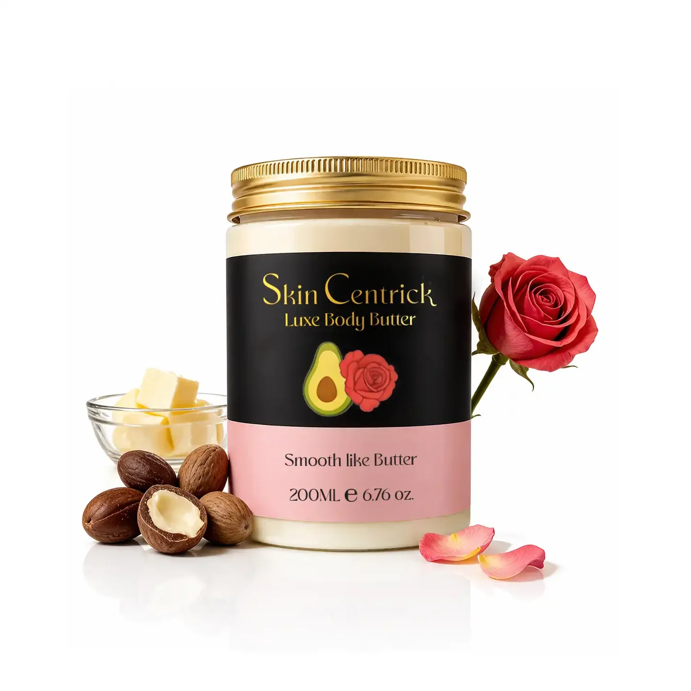 Skin Centrick Rose Shea Body Butter – Deep Hydration Moisturizer for Dry Skin