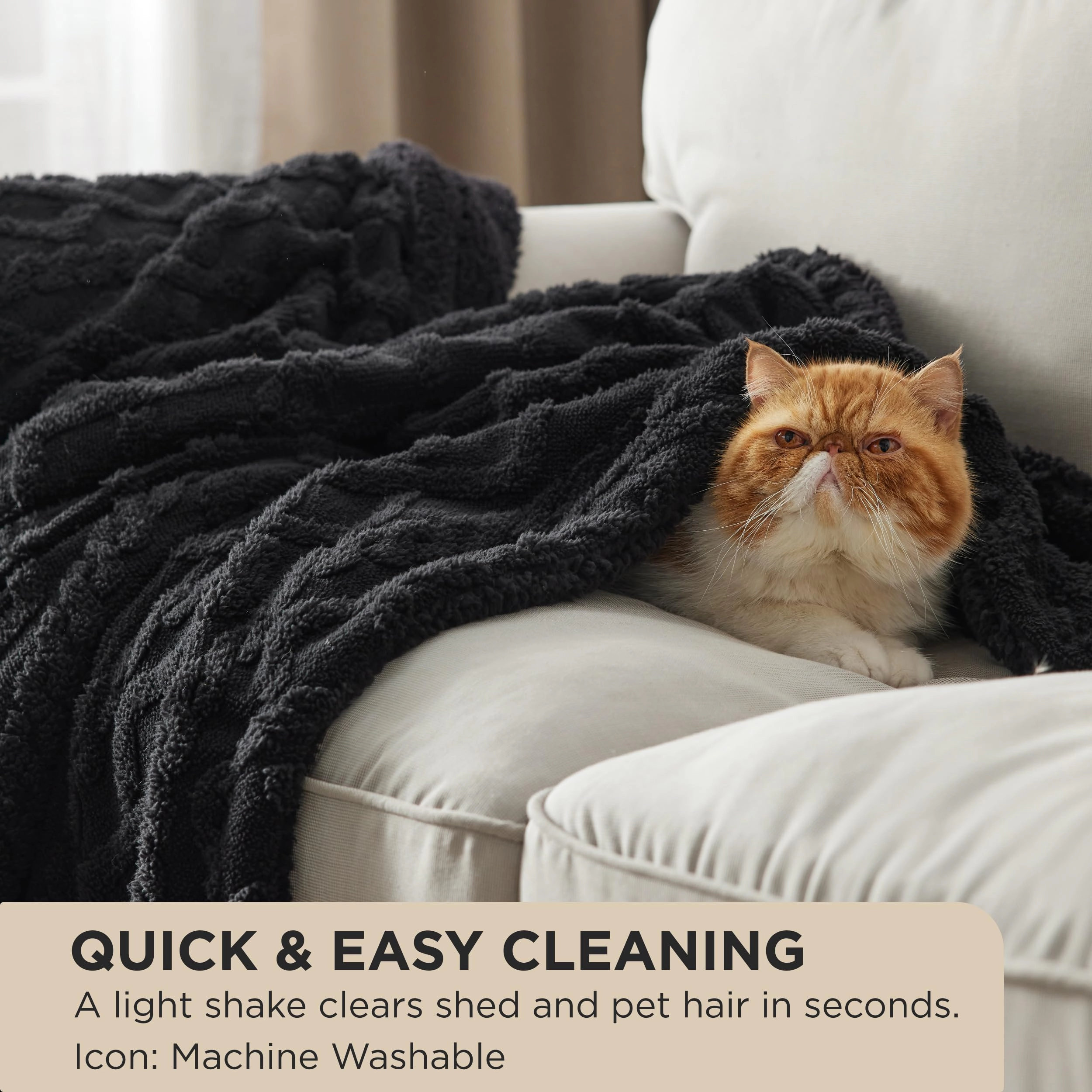 CovertSafe Sherpa Fleece Blanket Cable Jacquard Tufted Warm