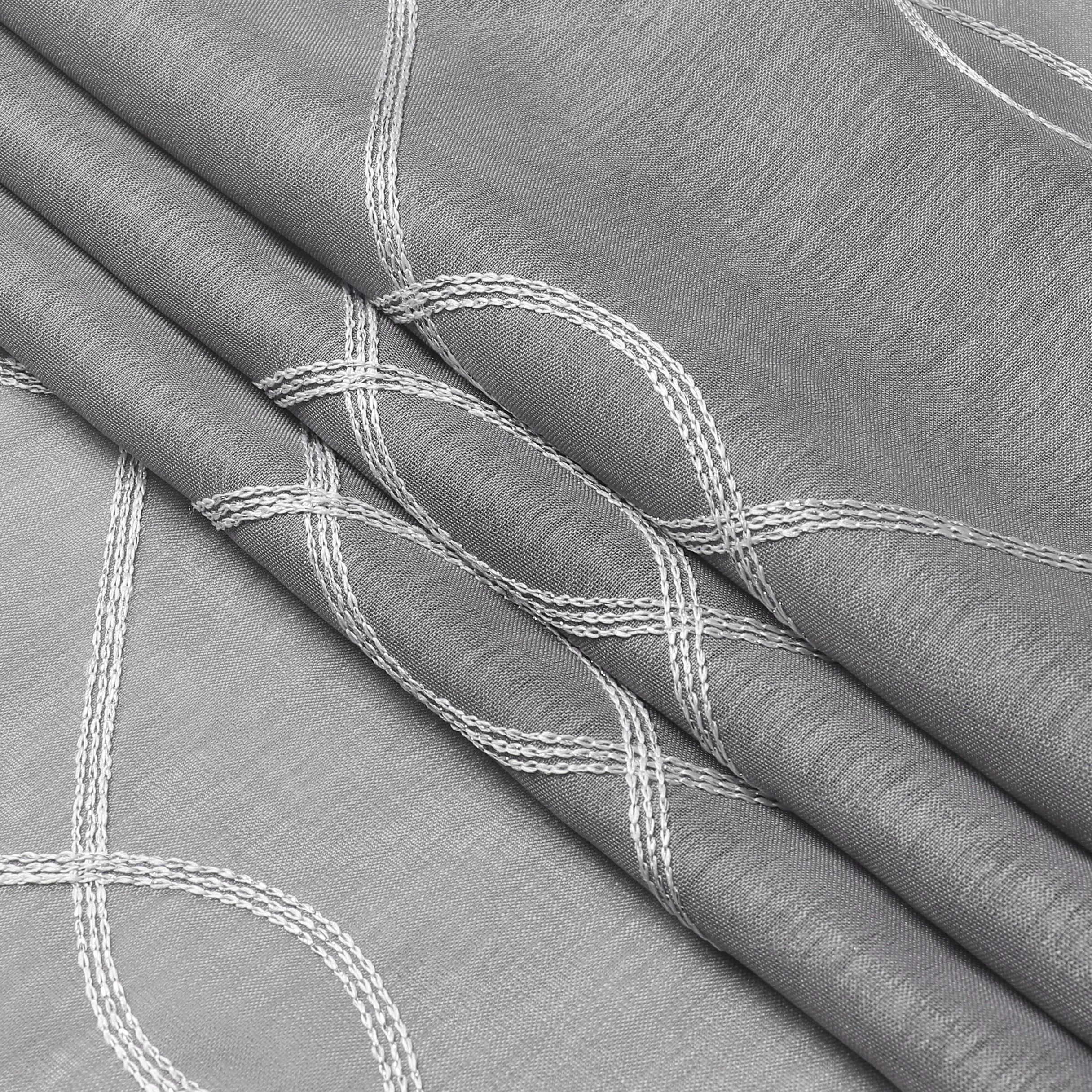 Kate Aurora 2 Piece Clarabelle Embroidered Lattice Matte Sheer Grommet Top Curtain Panels - 84 In. Long