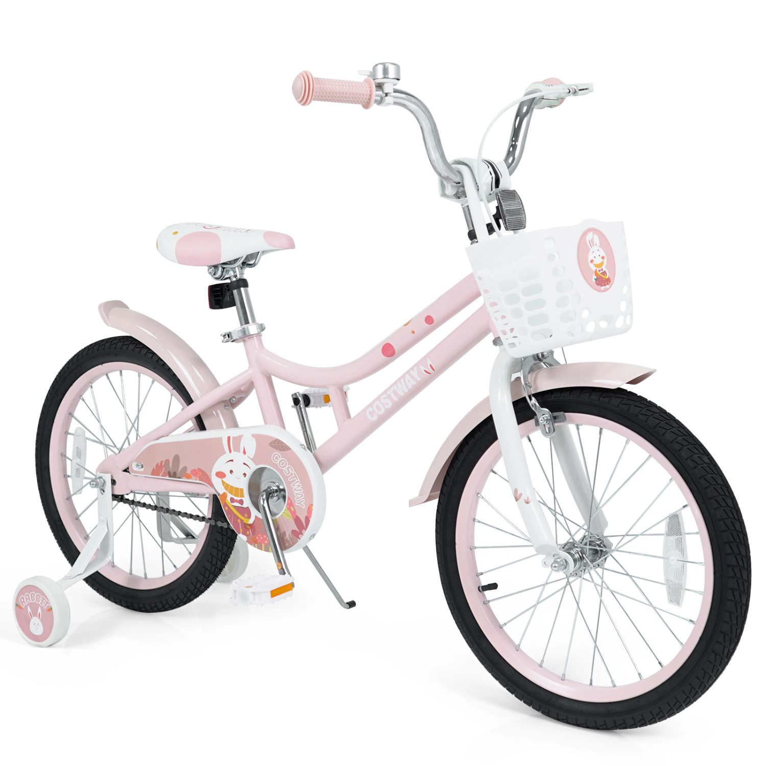 LJG 18 Inch Girl Bike with Basket Detachable Training Wheels for 4-8 Years Old