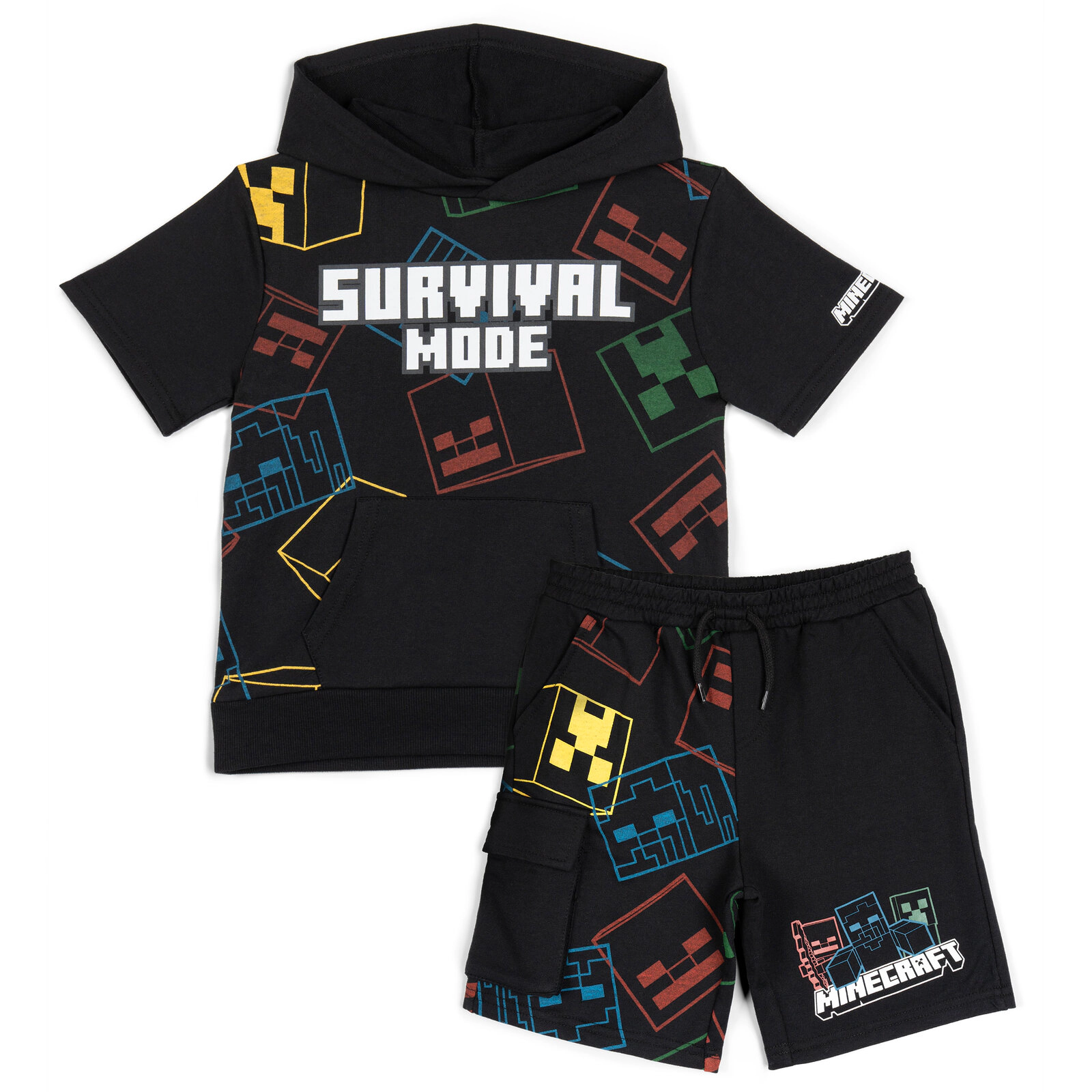 Minecraft Boys' 2-Piece Hooded Tee and Shorts Set