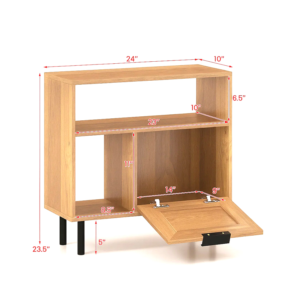 Hivvago Compact Accent Table with Cabinet and Storage Shelf – Ideal Side or End Table for Small Spaces