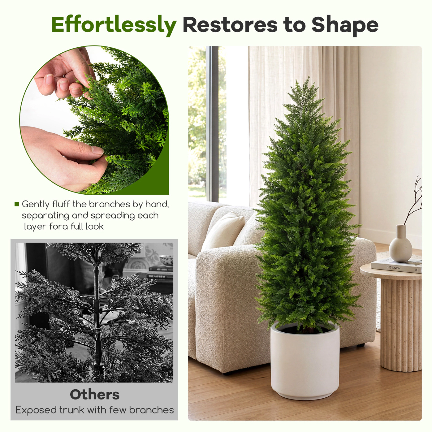 Slickblue Artificial Evergreen Cedar Topiary Trees Set of 2 Potted Green Decor