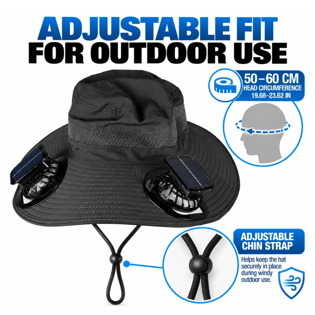 Wide Brim Sun Hat with Fans