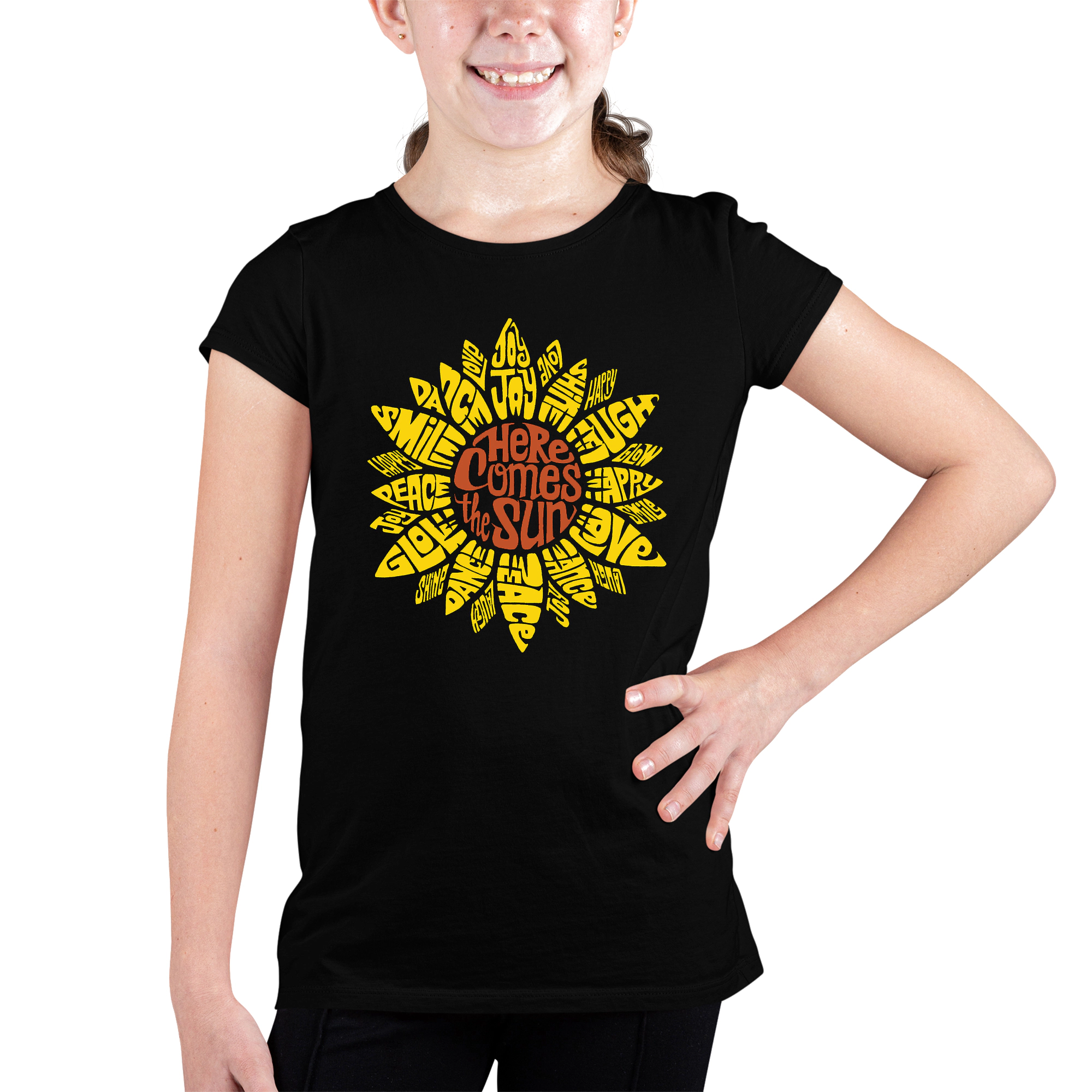 LA Pop Art Girls Word T-Shirt - Sunflower