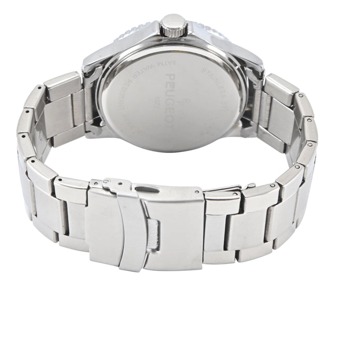 Peugeot Men's 40mm Blue Dial Sport Bezel Stainless Steel Bracelet Watch