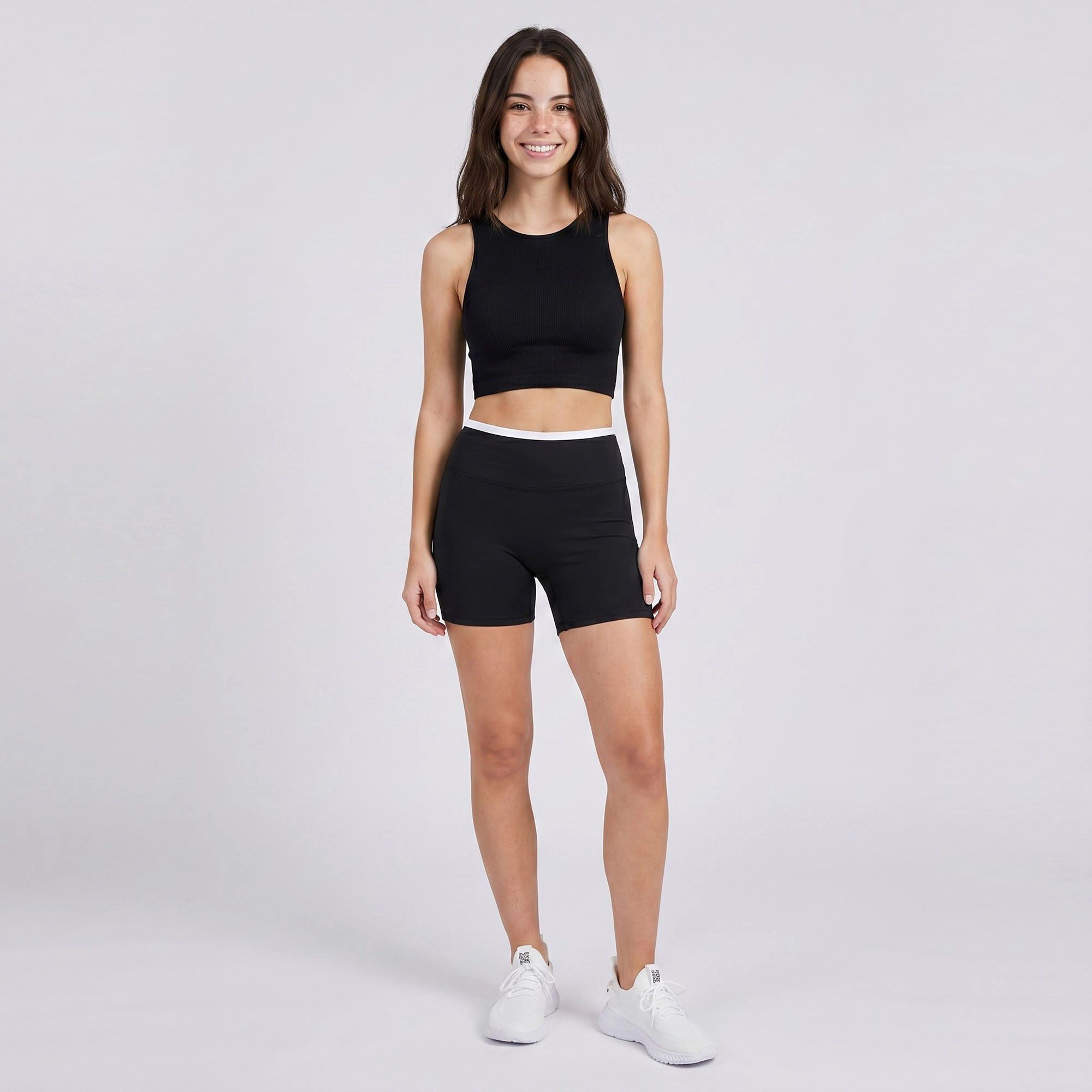 Anna-Kaci Women's High Waist Biker Shorts with Wide Waistband Mid Thigh Length Smooth Stretch Fit