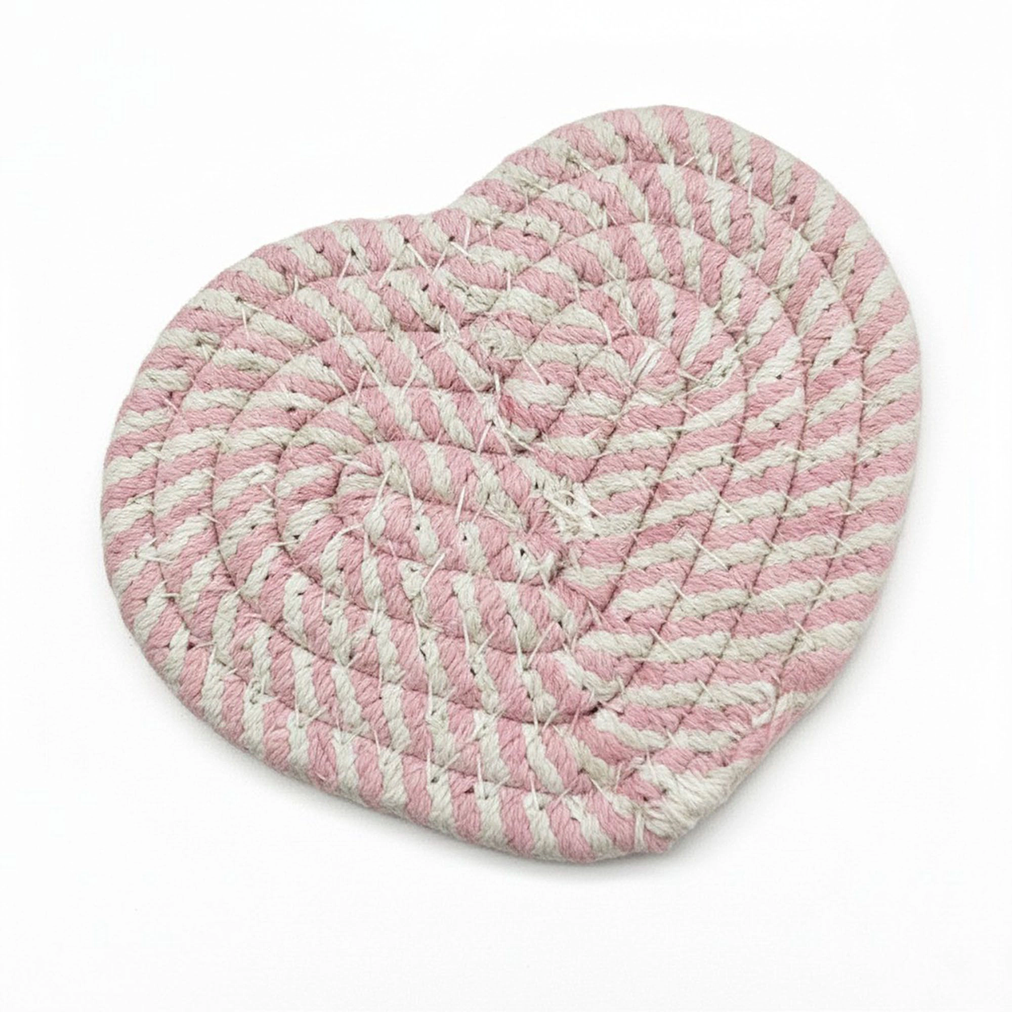 Alilang Unisex 2-PC Heart Shaped Braided Coaster Set Soft Table Protectors