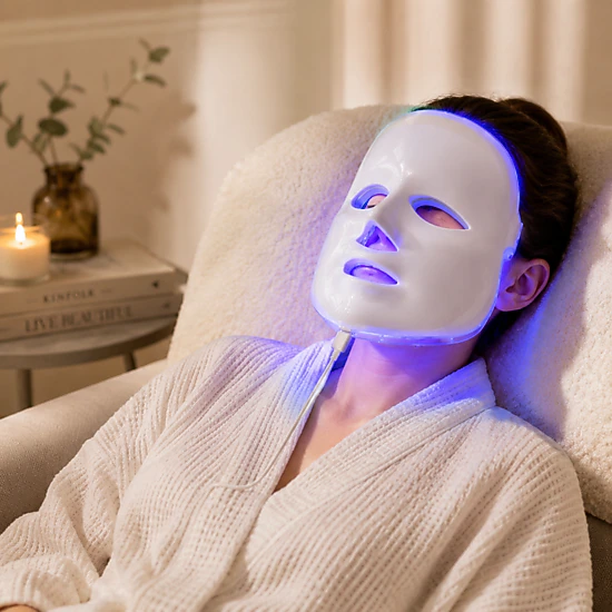 Pursonic Women's LED Skincare Bundle: 7-in-1 Face Mask & Face/Neck Sculpting Wand