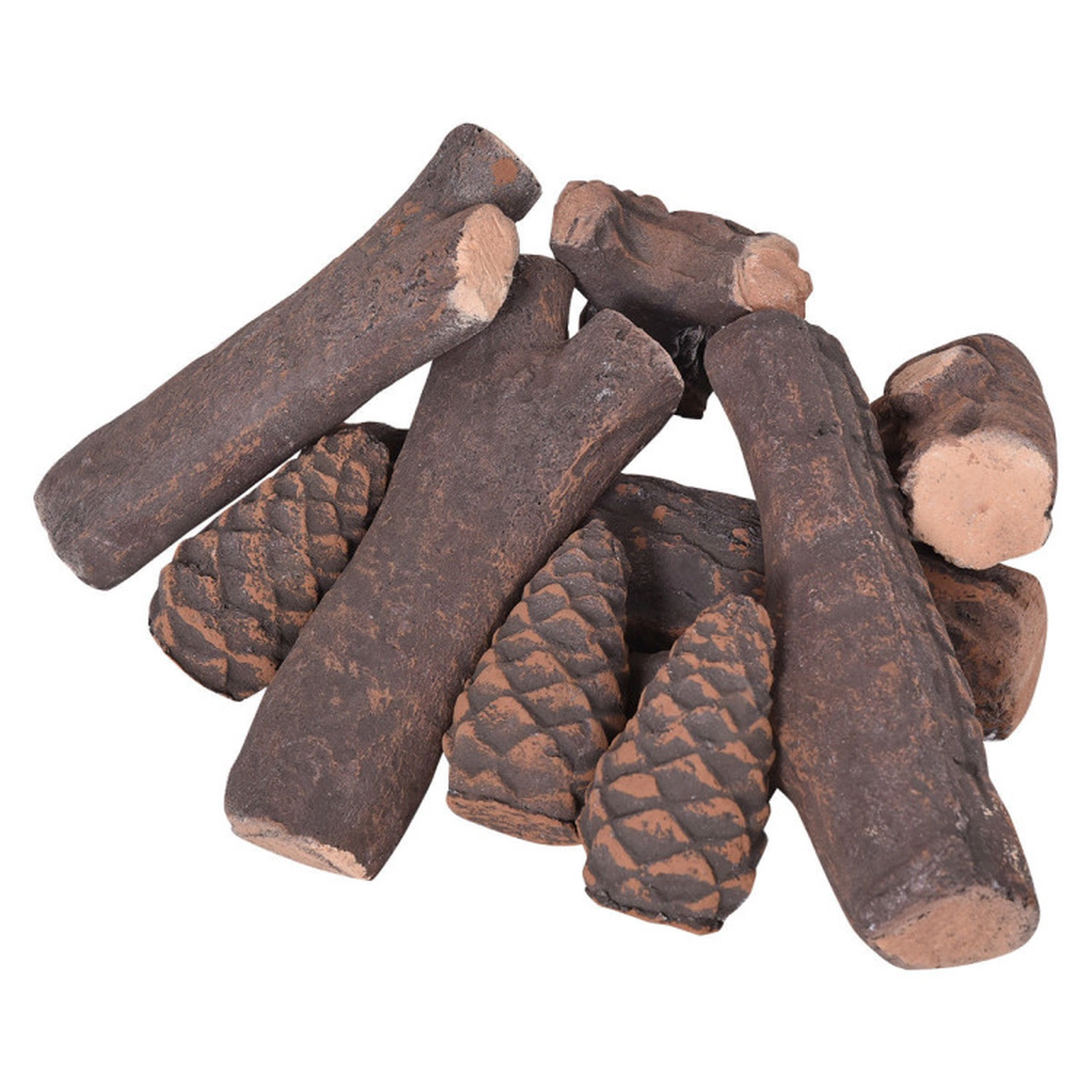 SUGIFT 9-Piece Realistic Ceramic Fireplace Logs Set for Gas Fireplaces 9 x 2 x 2-in Largest Log 1.6-lb Natural Wood