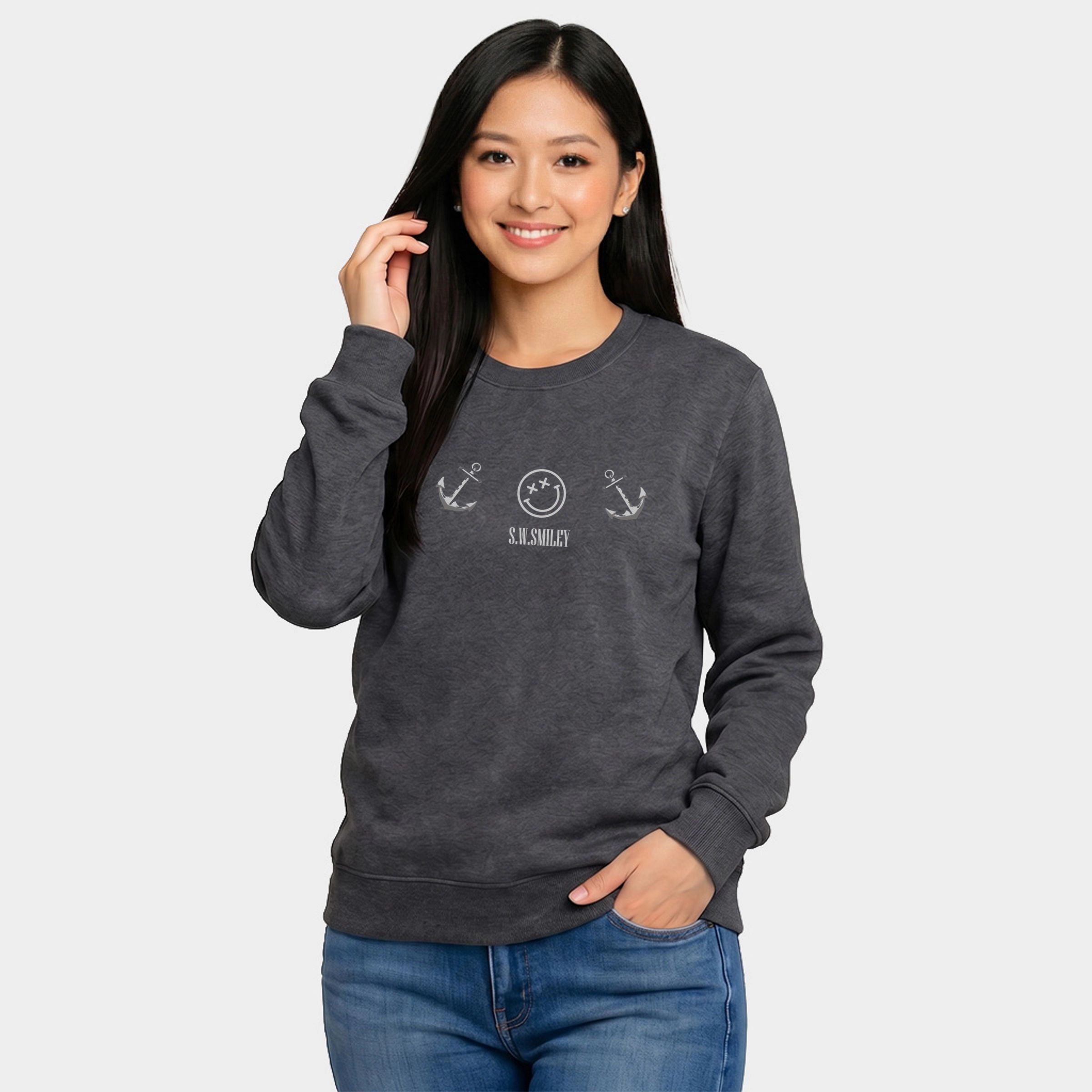Simply Sage Market - Women's Graphic Sweatshirt S.W.Smiley Anchor Row