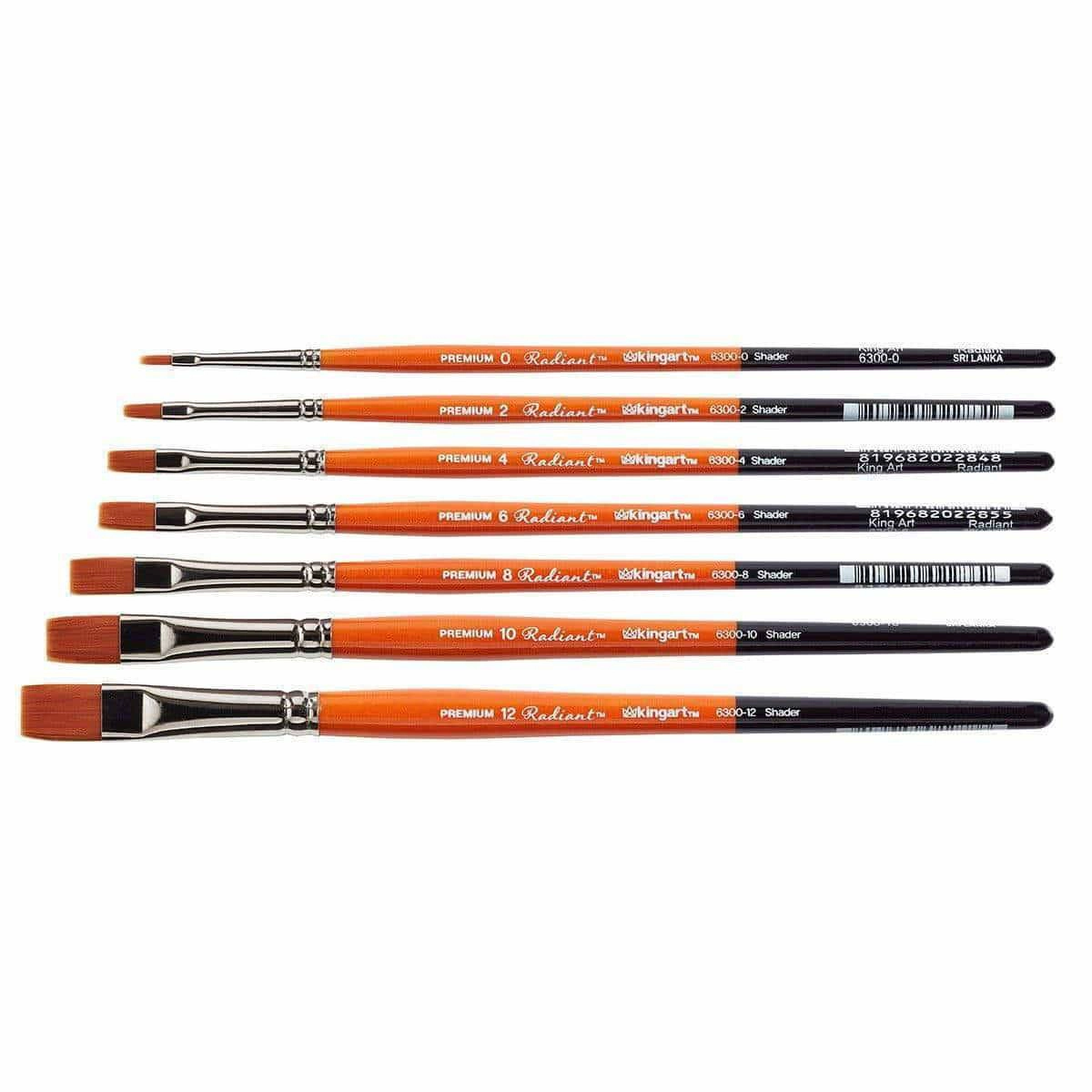 KINGART Radiant 6300 Flat Golden Synthetic Brush Set - 7 pc