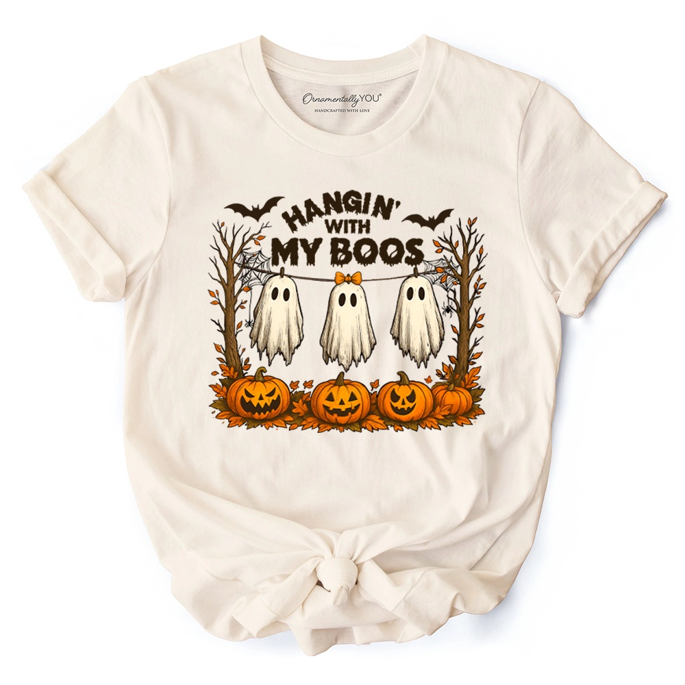 OrnamentallyYou Womens Hanging With My Boos Funny Halloween T-Shirt