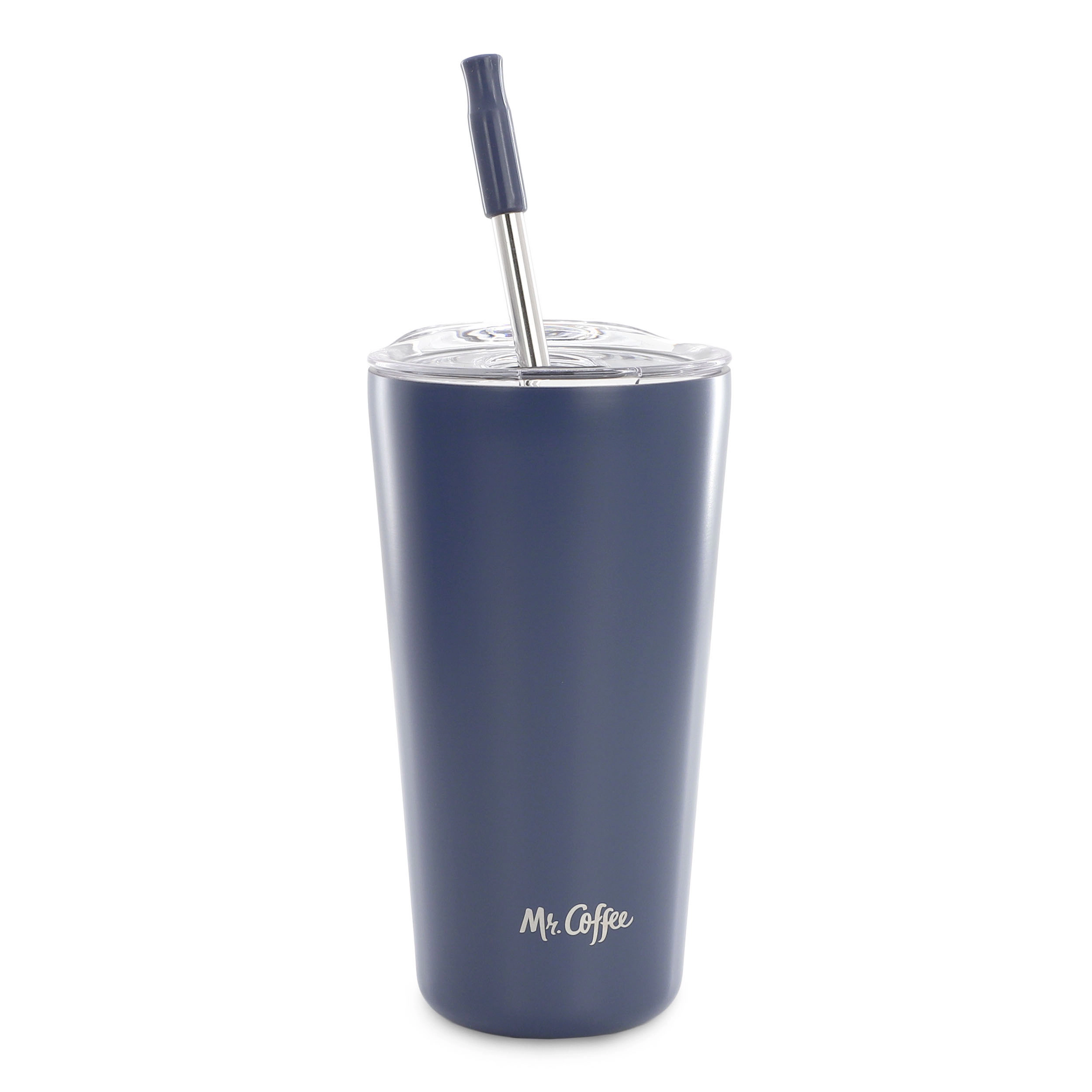 Mr. Coffee Java Quest 4-Piece Set 16 Ounce Double Wall Stainless Steel Tumbler with Stainless Steel Straw