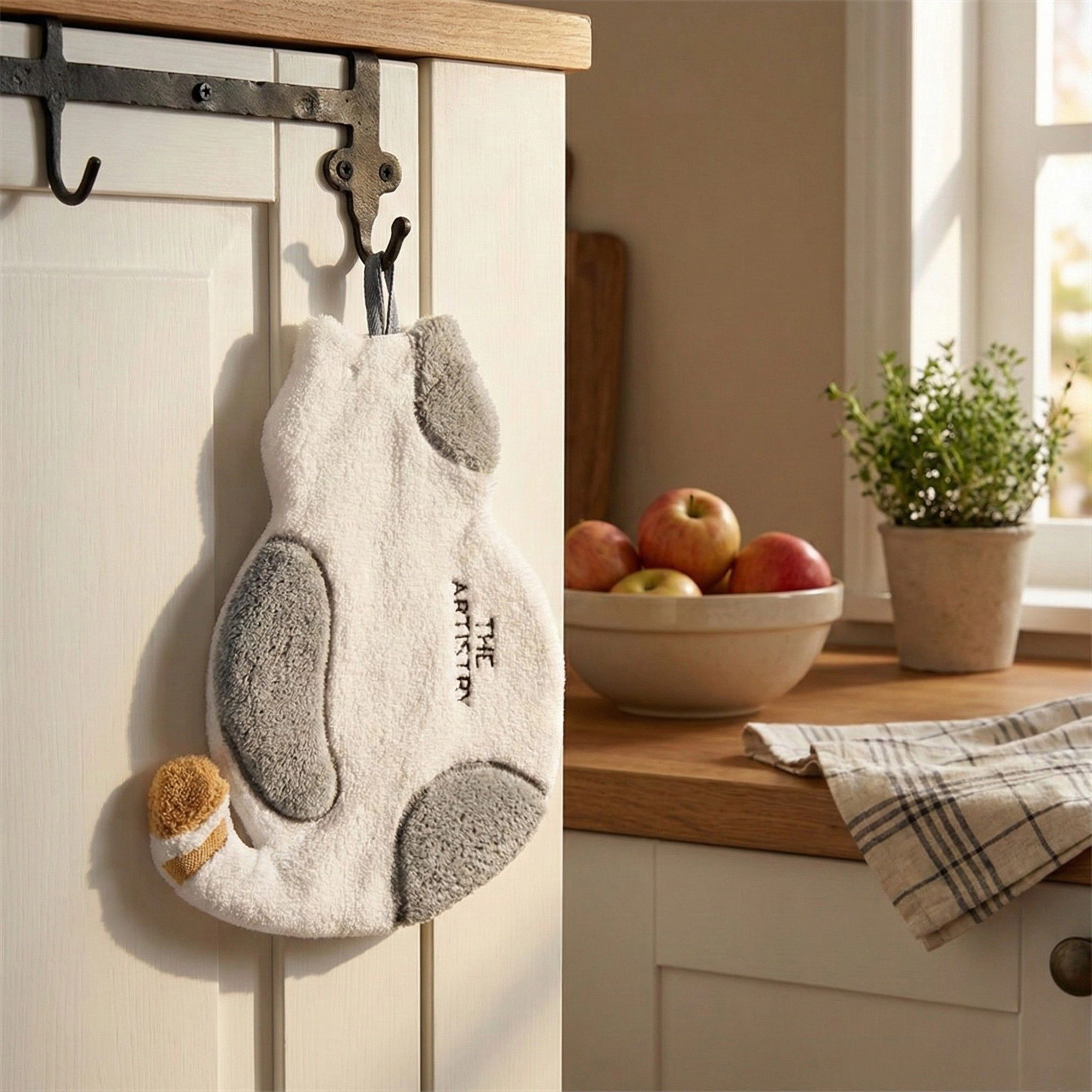 Alilang Women Soft Absorbent Hanging Hand Towel with Cat Shape Reusable Cleaning Cloth