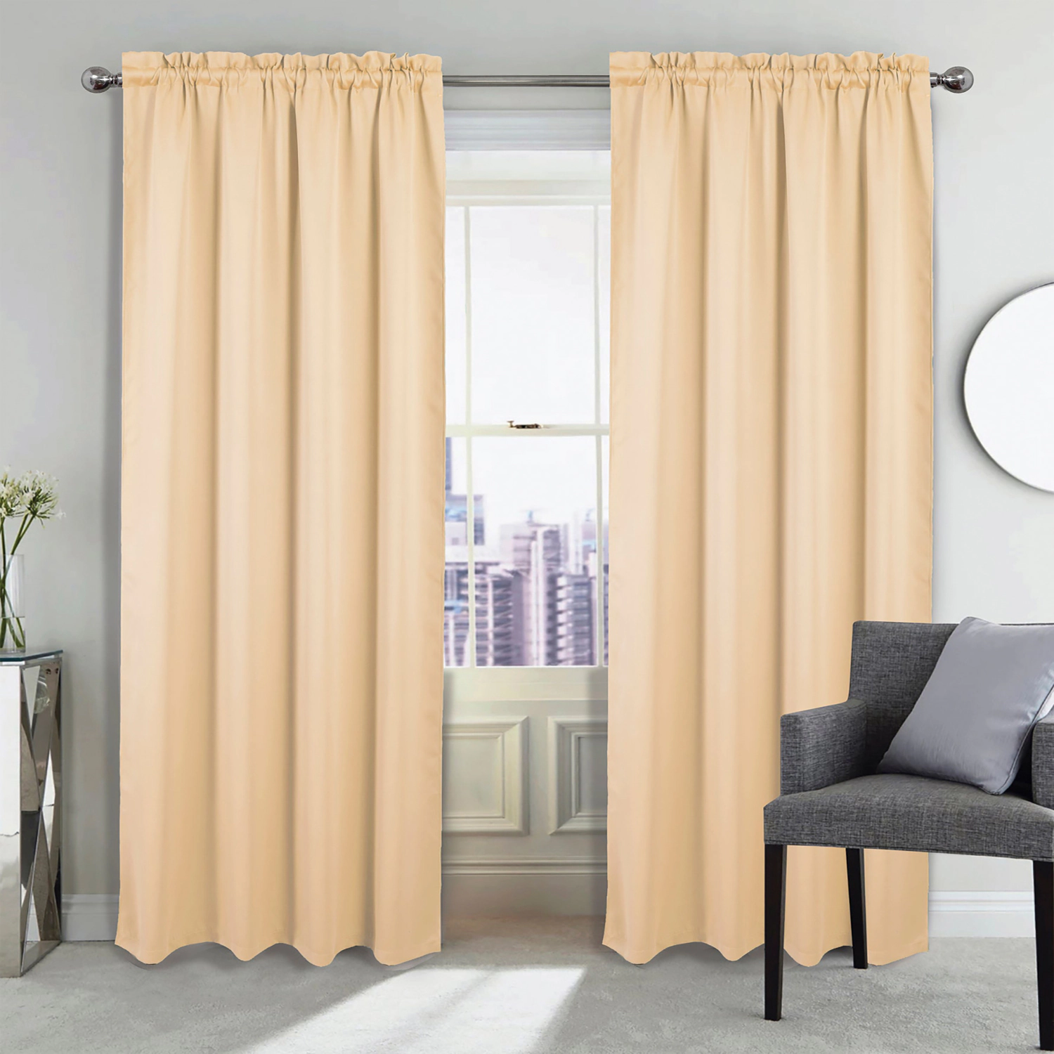 RT Designers Collection 100% Polyester Twilight Blackout Rod Pocket Curtain Panel 54" x 84" Ivory