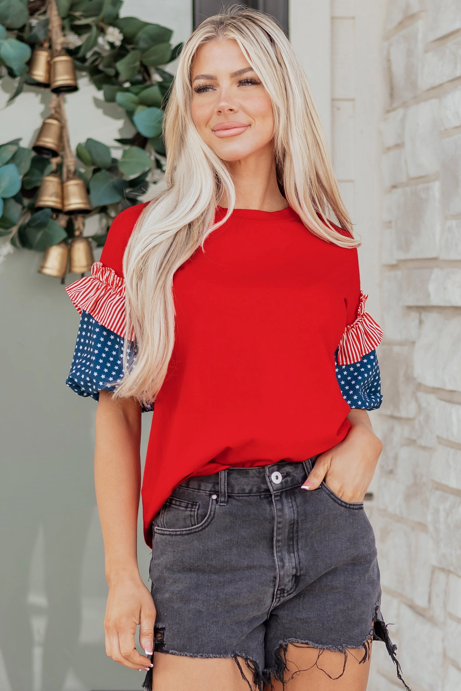 Threaded Pear Women's Aspyn Short Puff Sleeve Top