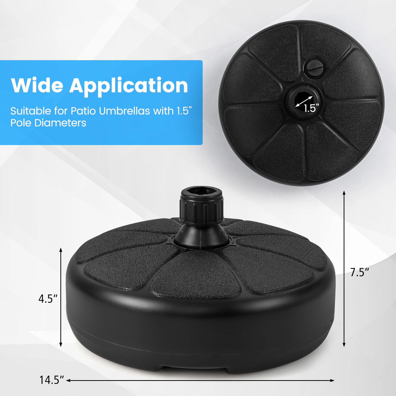 Slickblue Outdoor Umbrella Base Stand for 8.2 Ft Market and Table Umbrellas