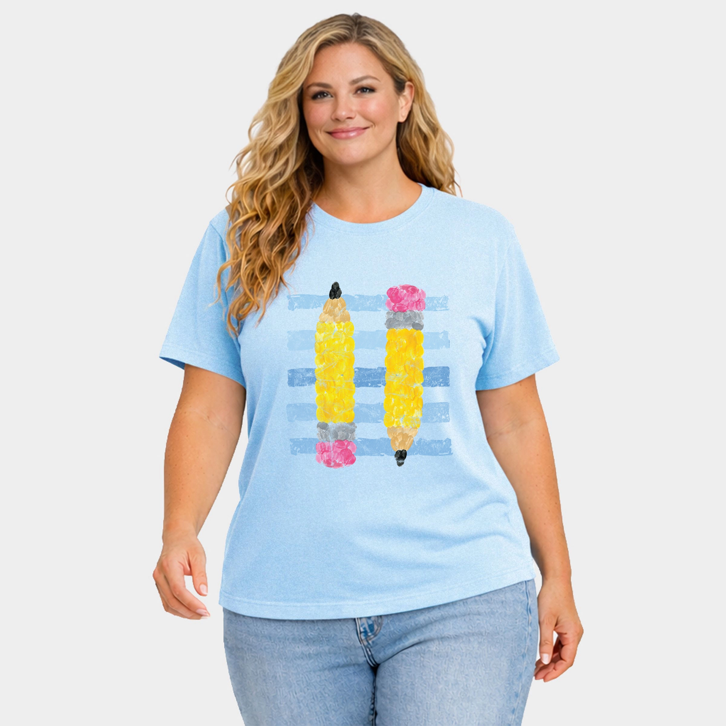 Simply Sage Market - Women's Plus Sized Garment Dyed Graphic T-Shirt Pencil Stripes