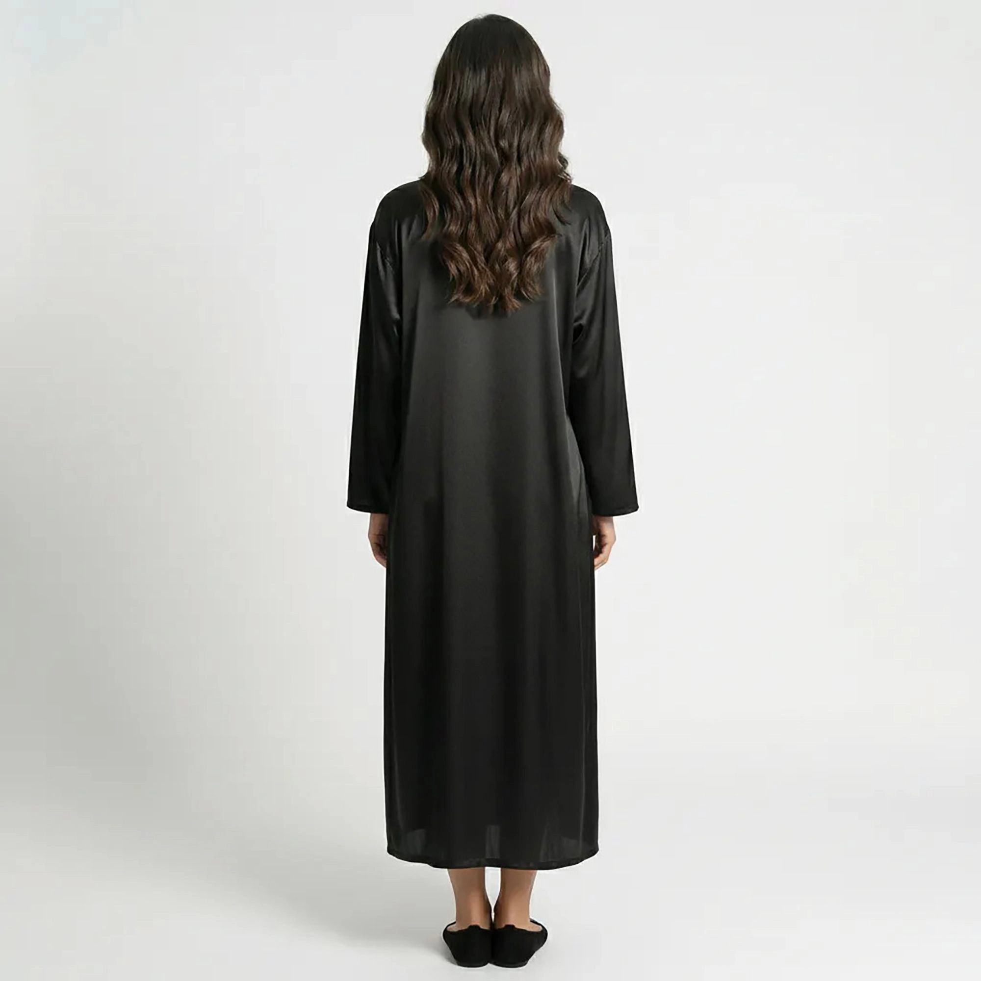 Anna-Kaci Women's Satin Long Robe and Lace Trim Nightgown Set