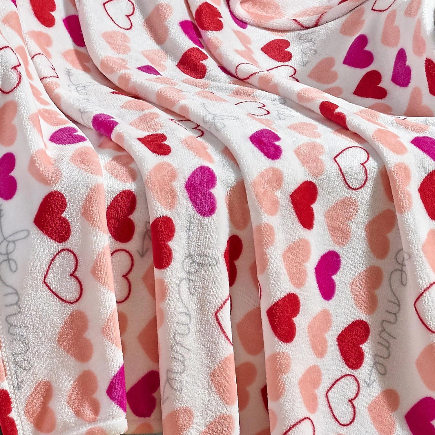 Plazatex Isabella Valentine Micro Plush Decorative Throw Blanket All Season 50 x 60 Pink