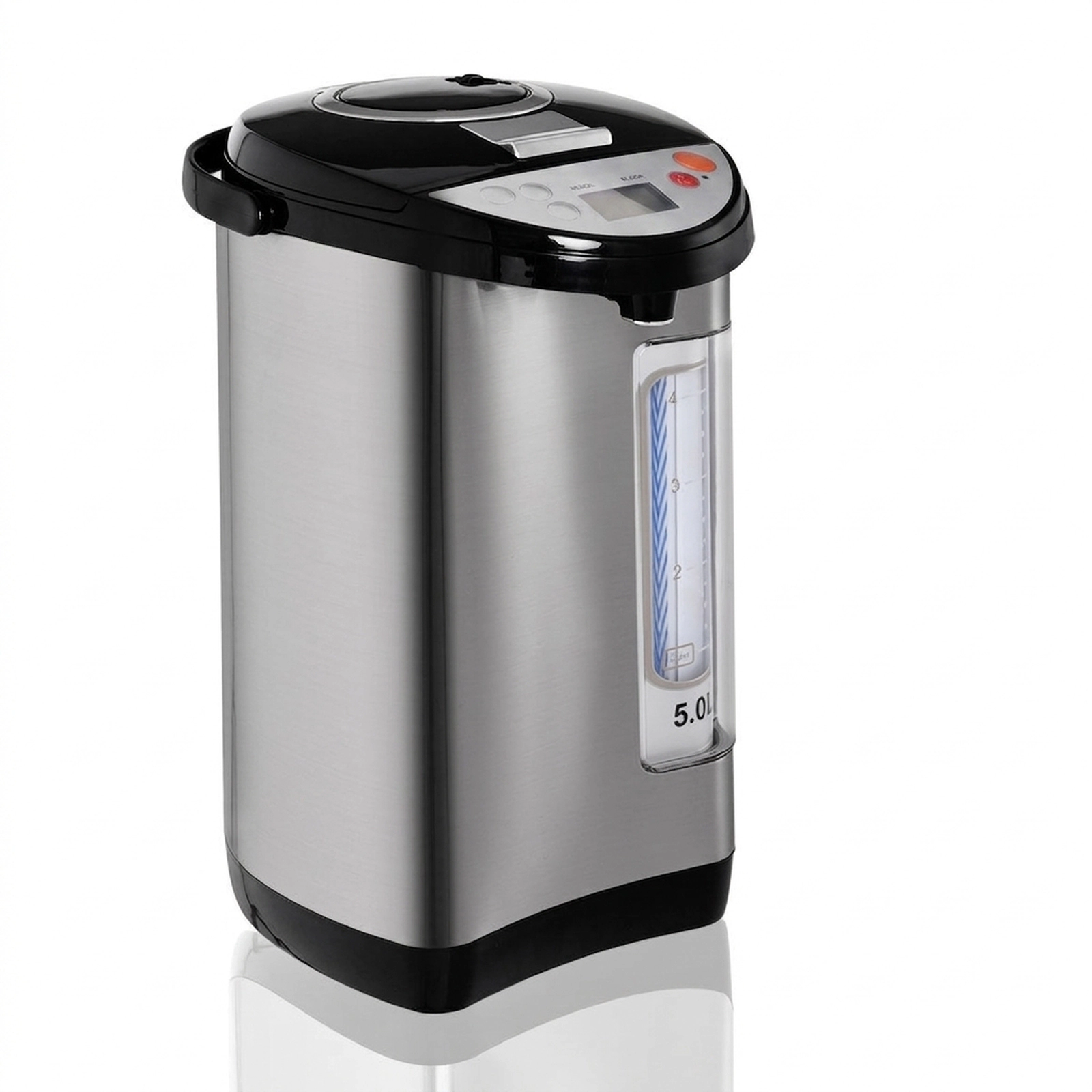 SUGIFT 5-Liter Electric LCD Water Boiler and Warmer with Timer 16-in Tall 5.0-Liter Capacity Black and Metal Silver