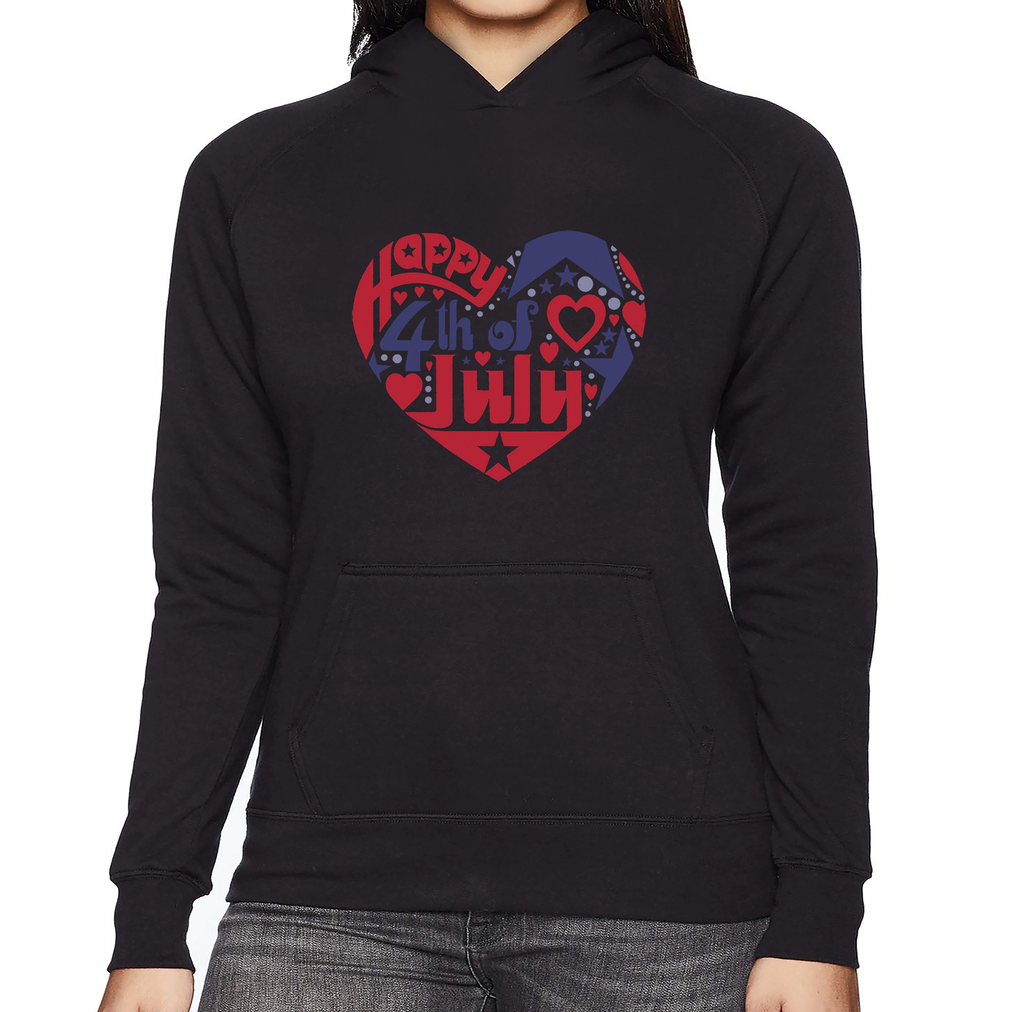 LA Pop Art July 4th Heart - Women's Word Hooded Sweatshirt