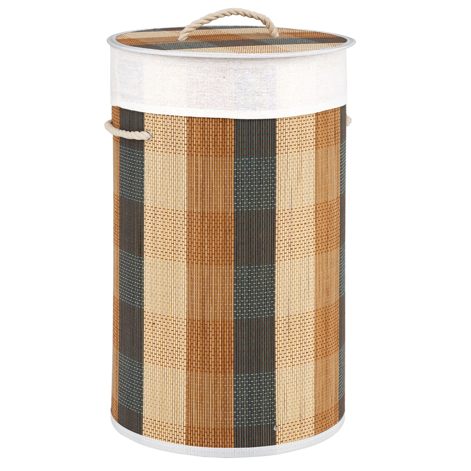 SUGIFT 13.2-gal Foldable Bamboo Laundry Hamper with Lid and Removable Machine-Washable Liner Basket